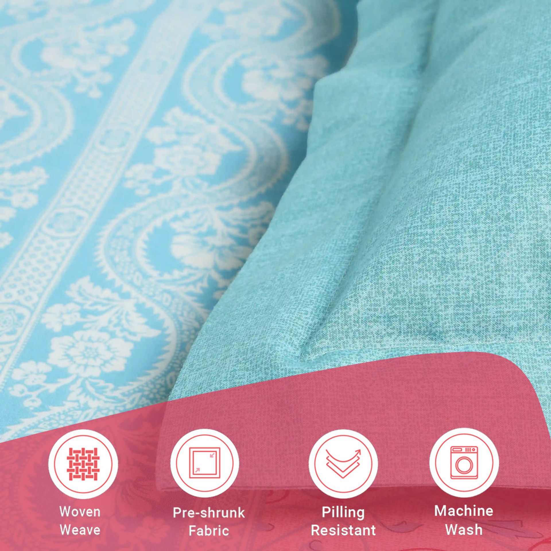 Indian Heritage 144 TC 100% Cotton Light Blue Queen Fitted Sheet Set | Chippa Lane