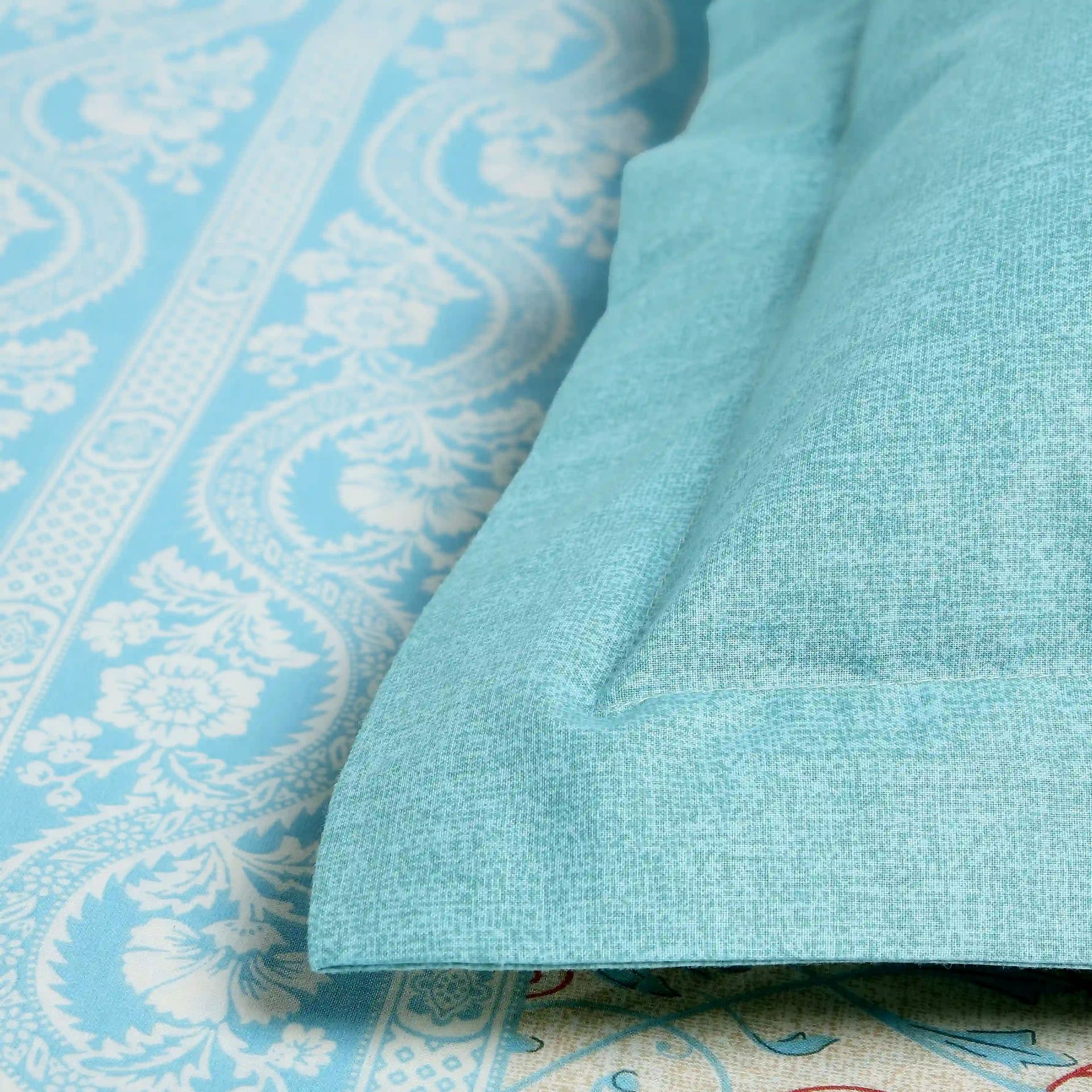 Indian Heritage 144 TC 100% Cotton Light Blue Queen Fitted Sheet Set | Chippa Lane