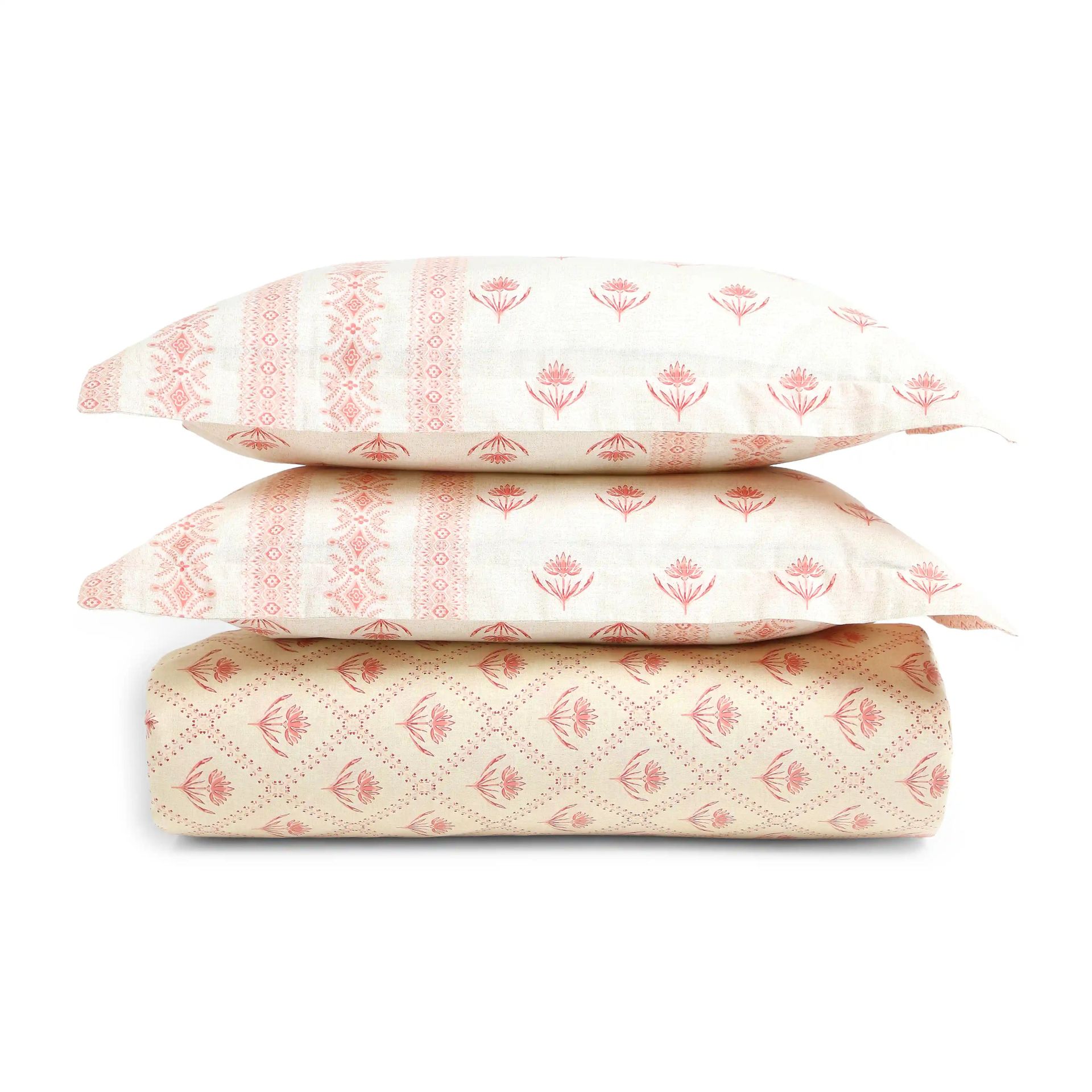 Indian Heritage 144 TC 100% Cotton Red Queen Fitted Sheet Set | Chippa Lane