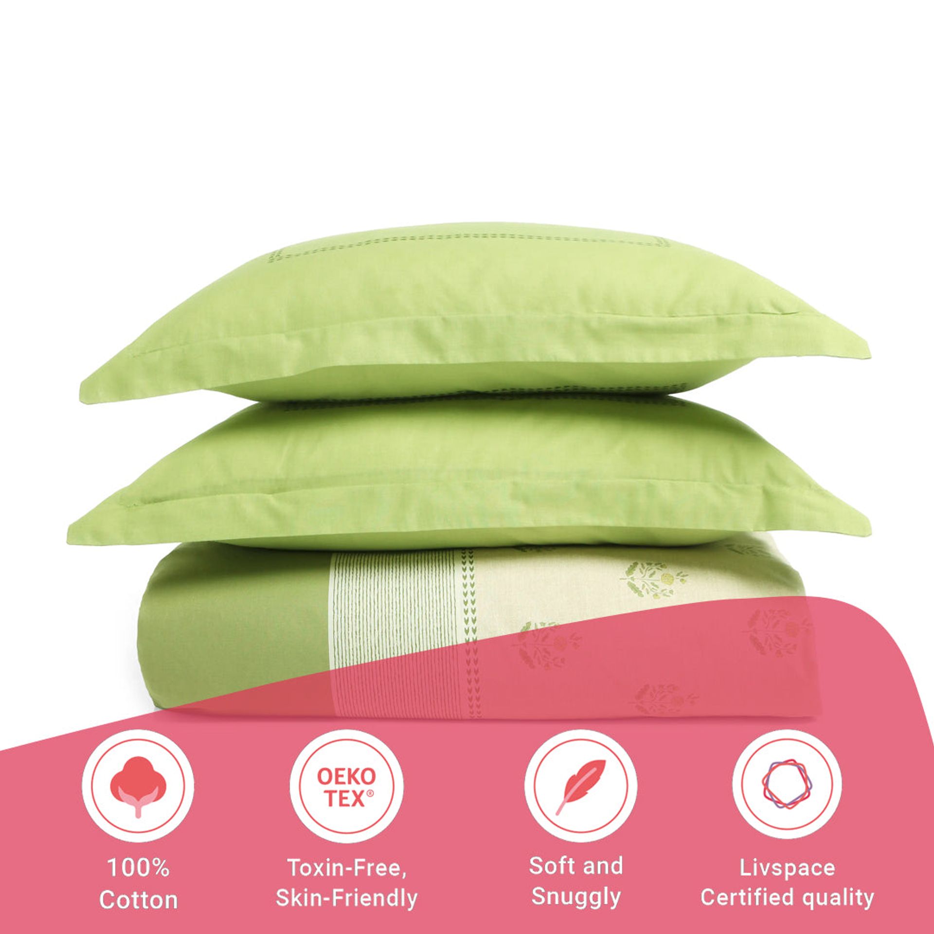Indian Heritage 144 TC 100% Cotton Indian Moss Single Bedsheet Set | Chippa Lane