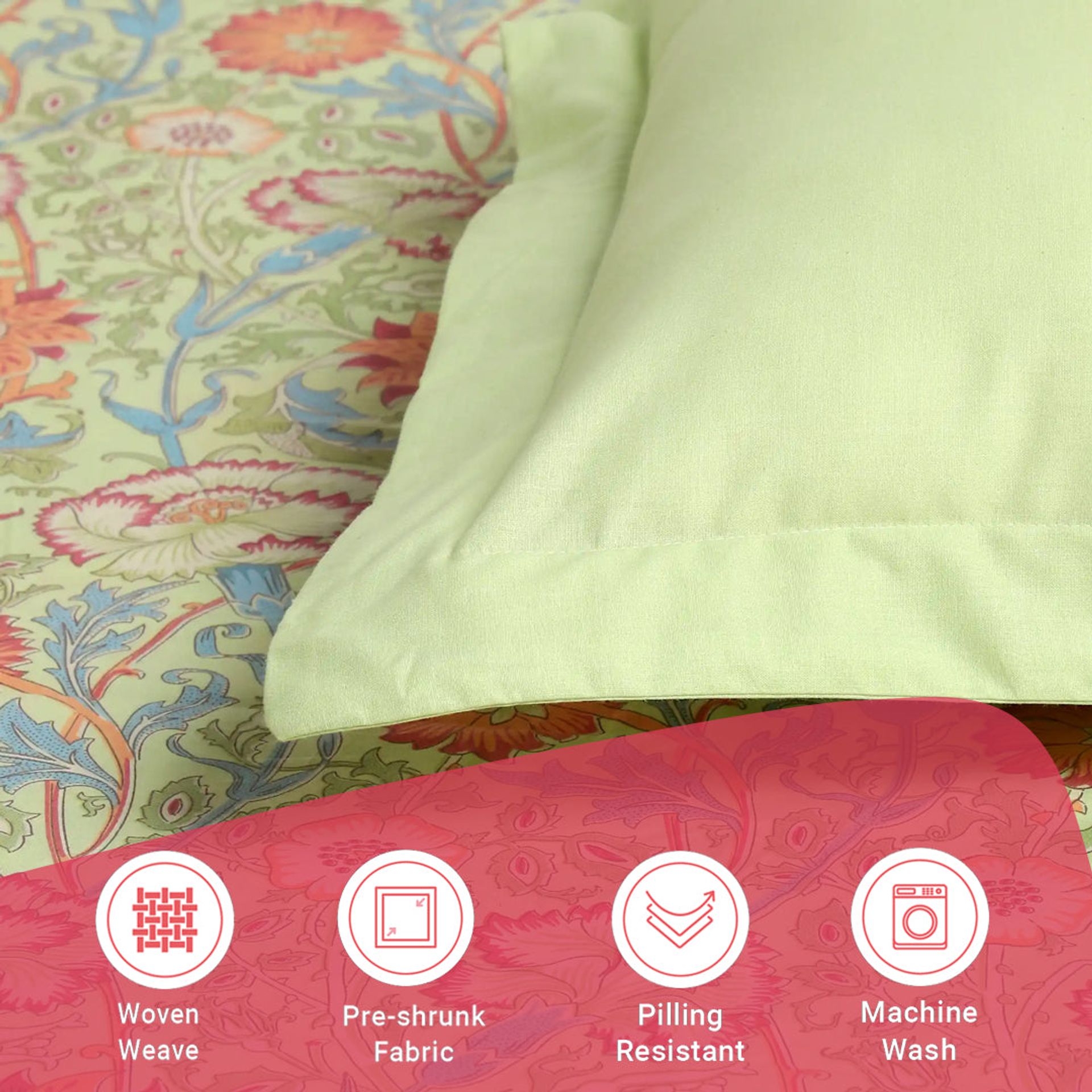 Indian Heritage 144 TC 100% Cotton Green Single Bedsheet Set | Chippa Lane