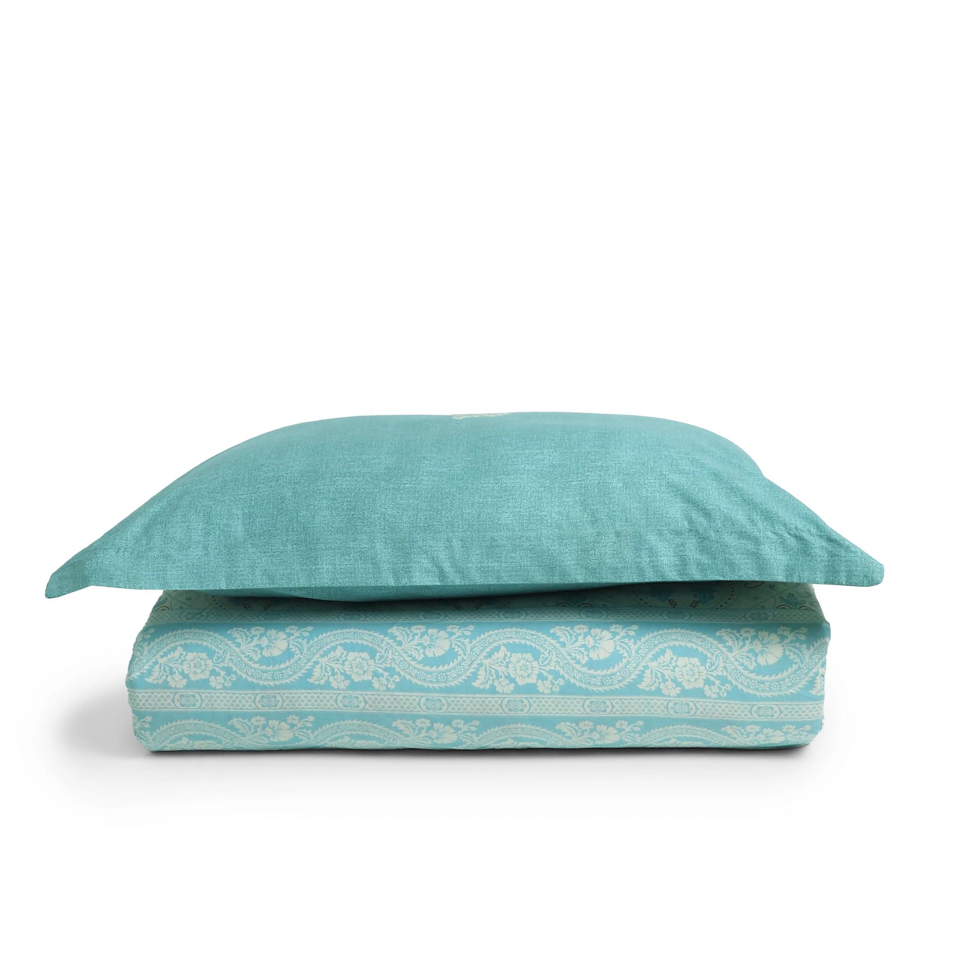 Indian Heritage 144 TC 100% Cotton Light Blue Single Bedsheet Set | Chippa Lane