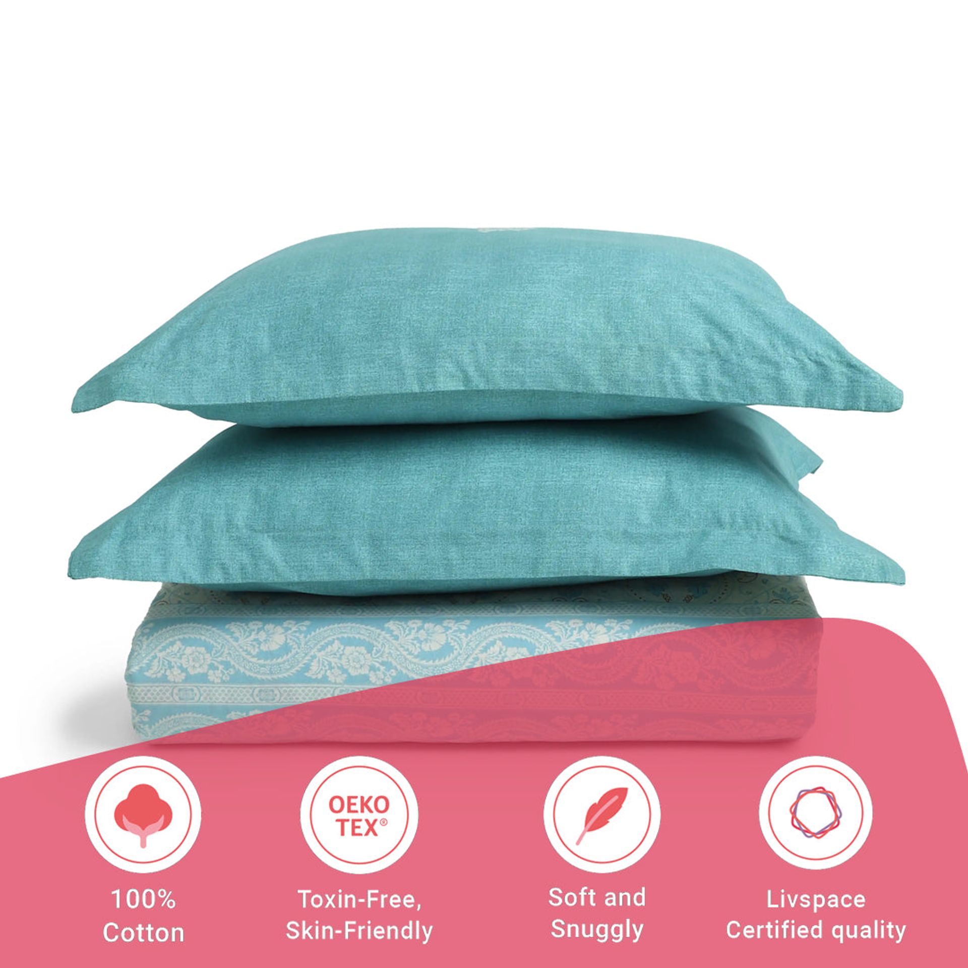 Indian Heritage 144 TC 100% Cotton Light Blue Single Bedsheet Set | Chippa Lane