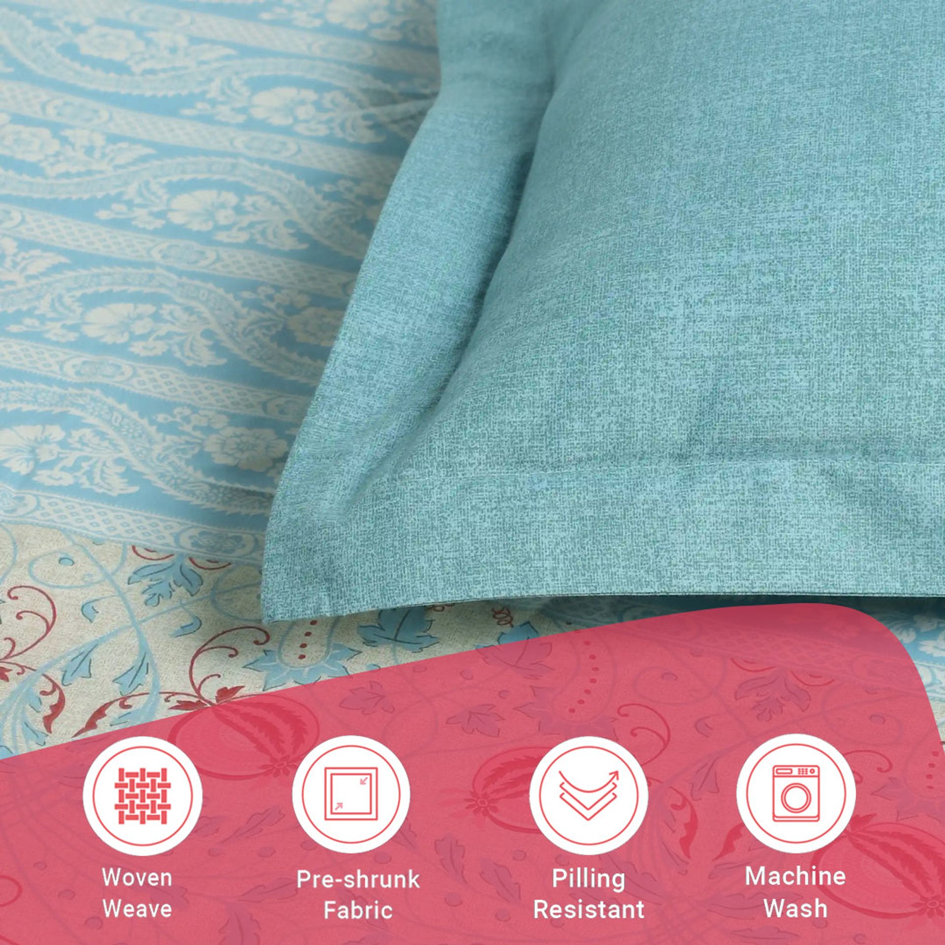 Indian Heritage 144 TC 100% Cotton Light Blue Single Bedsheet Set | Chippa Lane