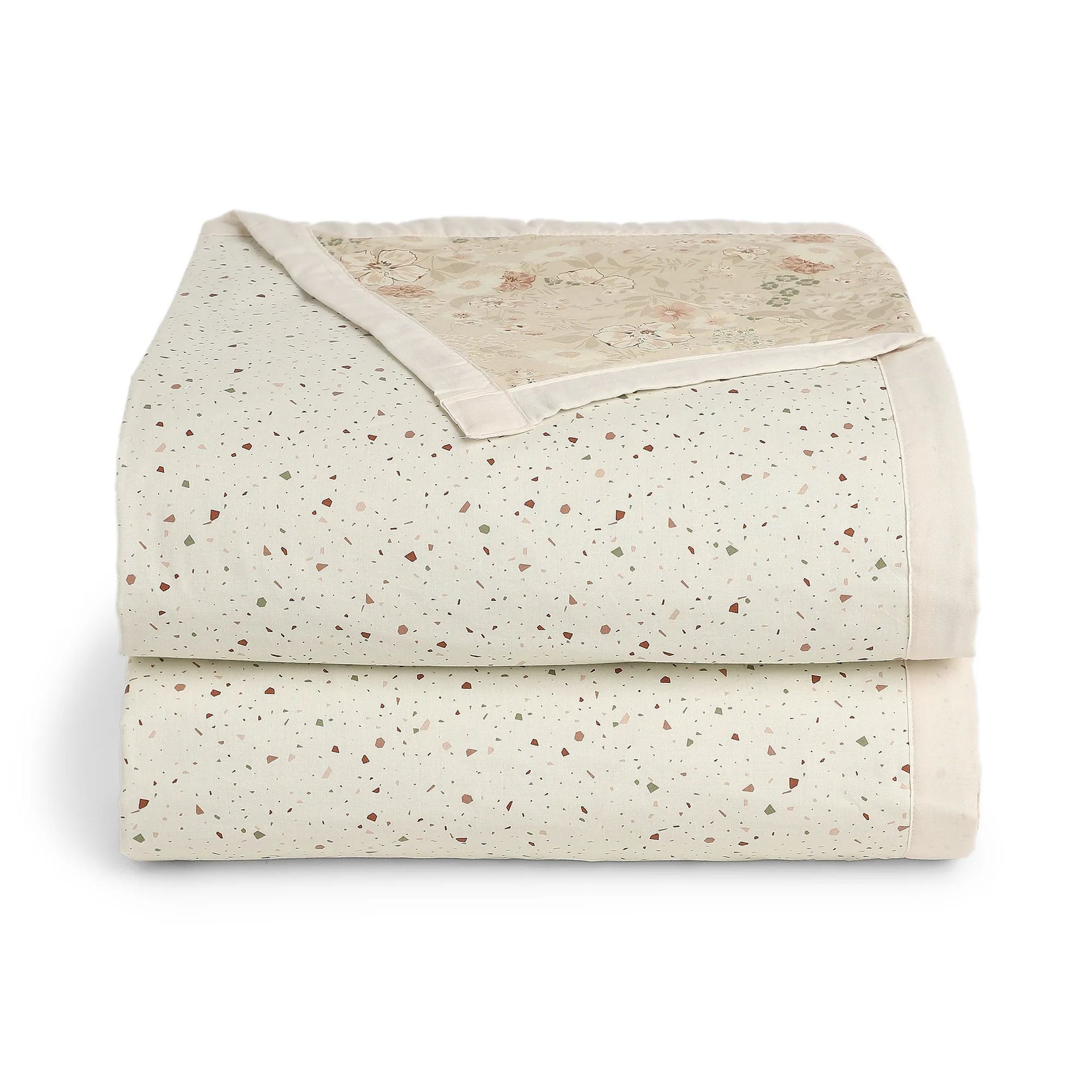 Floral Geometric 144 TC Cotton Cream Double Bedding Set | Mishella