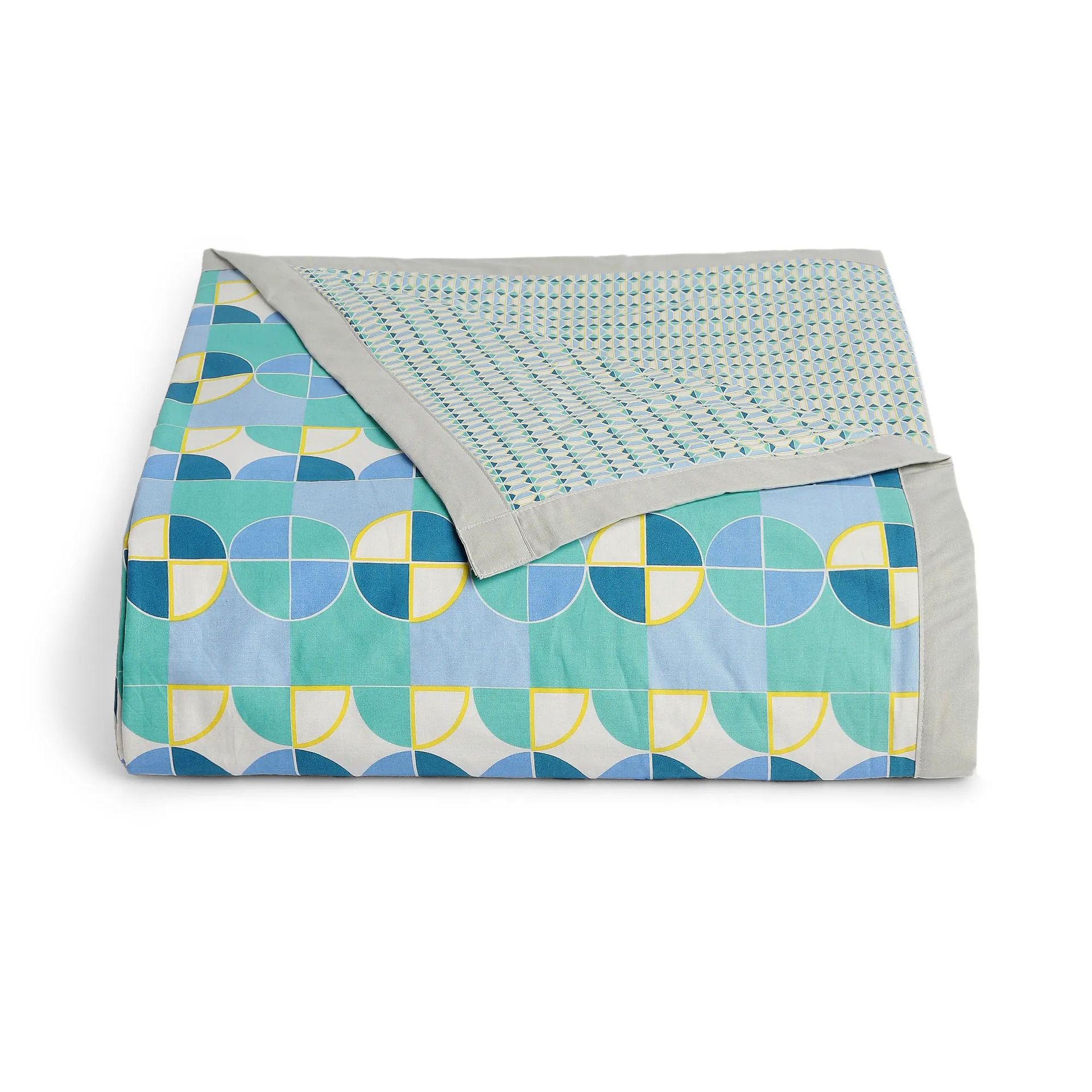 Geometric 144 TC 100% Cotton Kaleido Teal Double Bedding Set | Mishella