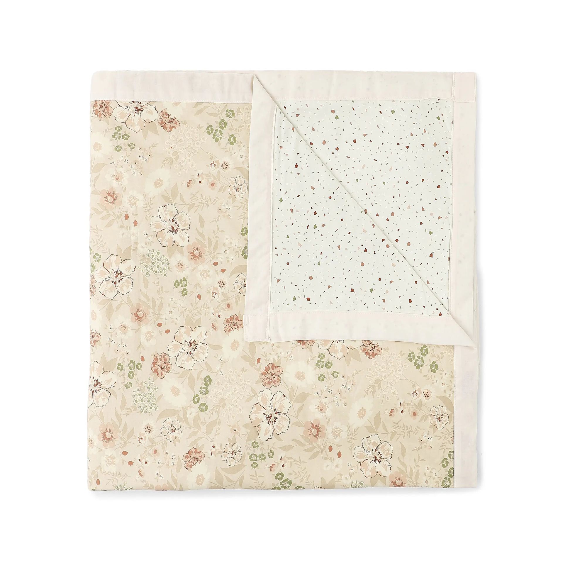 Floral Geometric 144 TC 100% Cotton Beige Double Dohar | Mishella