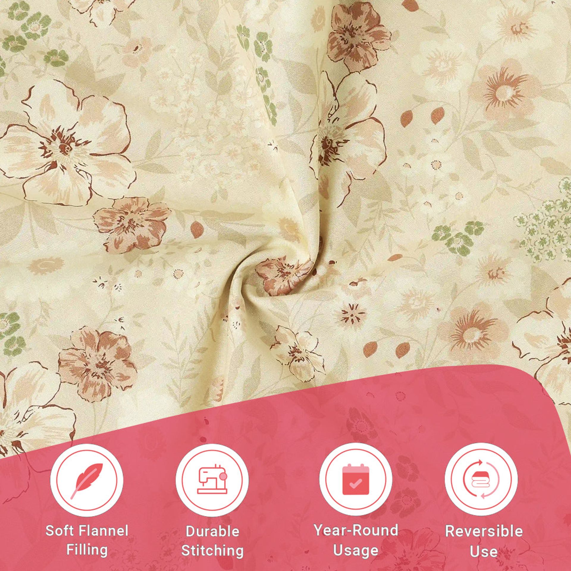Floral Geometric 144 TC 100% Cotton Beige Double Dohar | Mishella