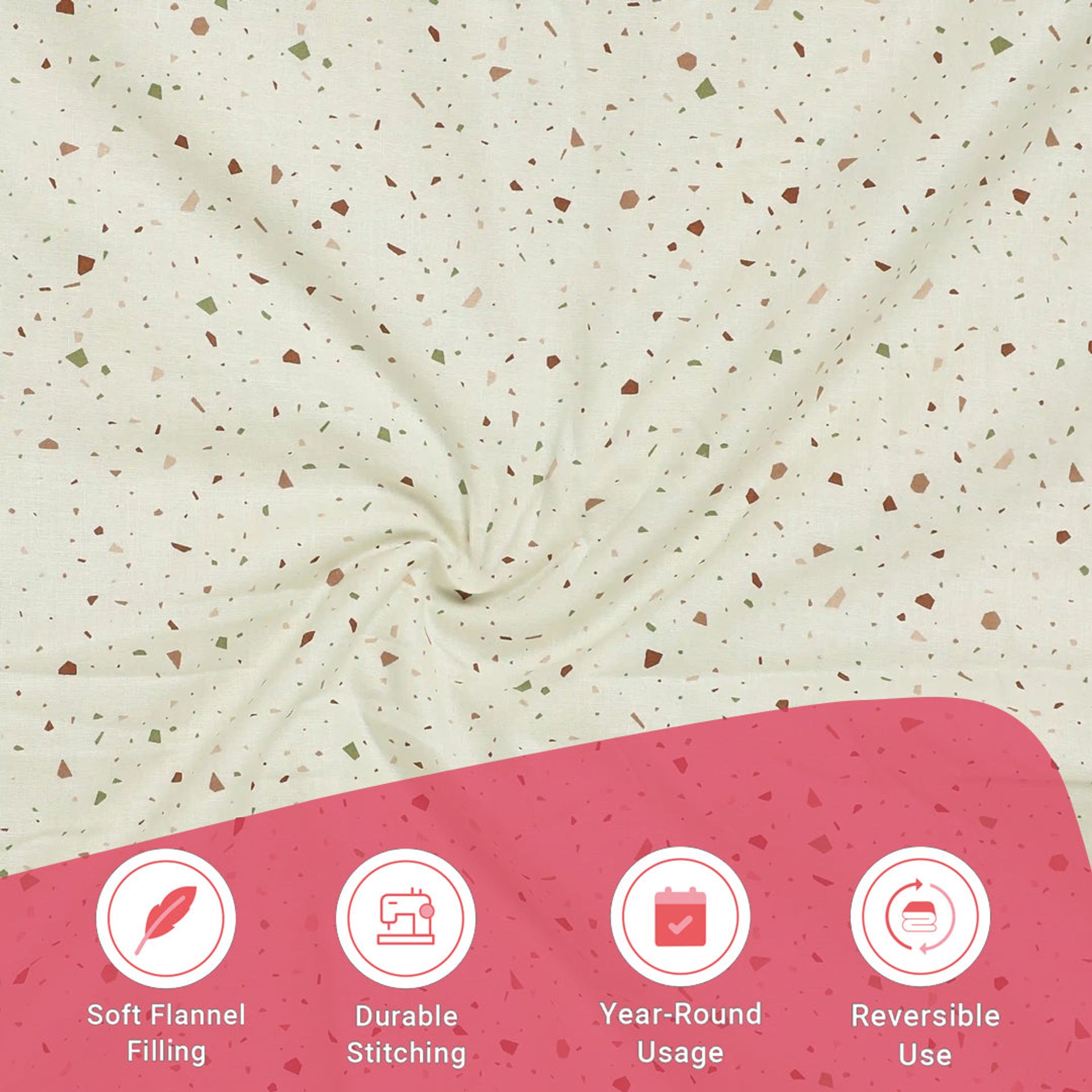 Floral Geometric 144 TC 100% Cotton Cream Bloom Double Dohar | Mishella