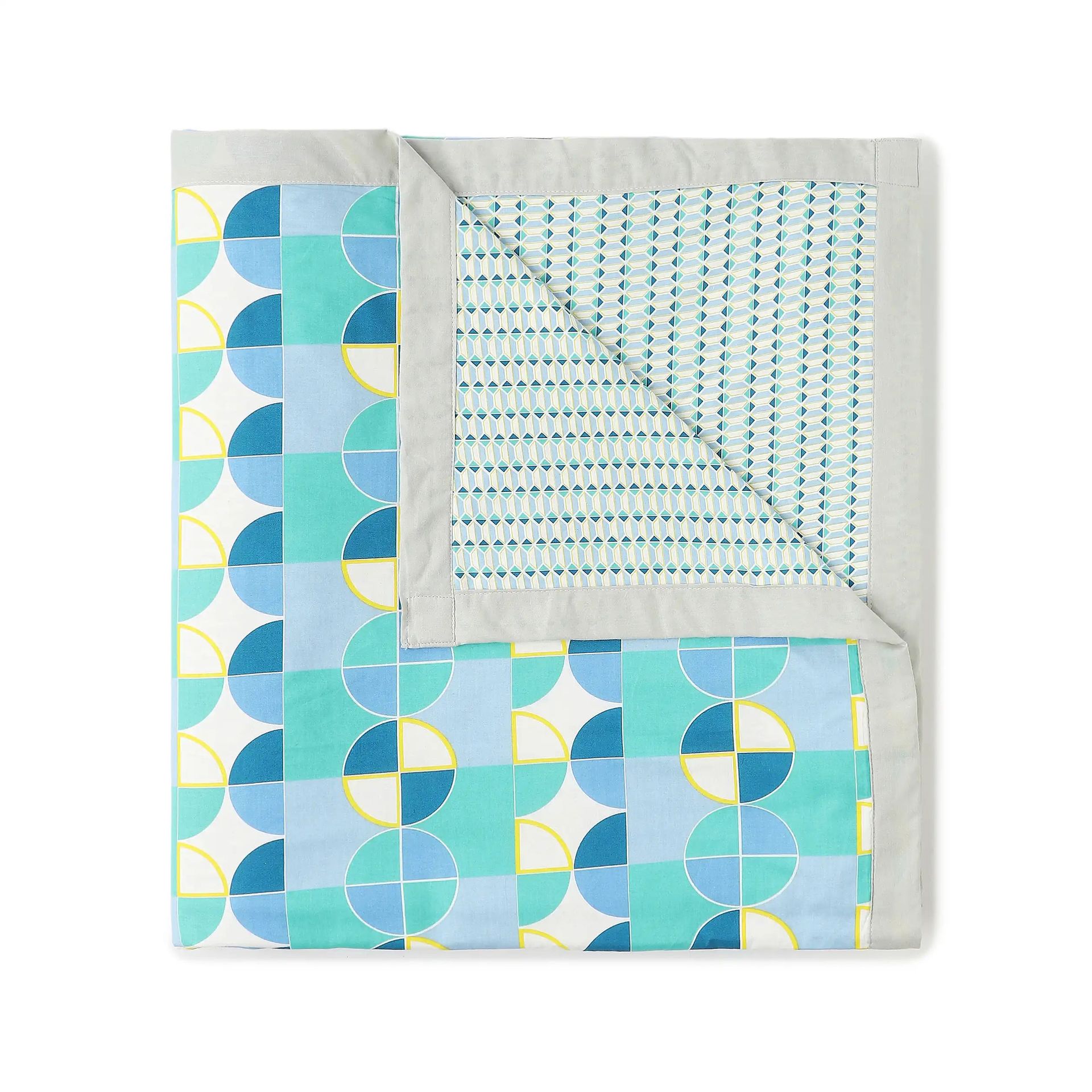 Geometric 144 TC 100% Cotton Orbit Teal Double Dohar | Mishella