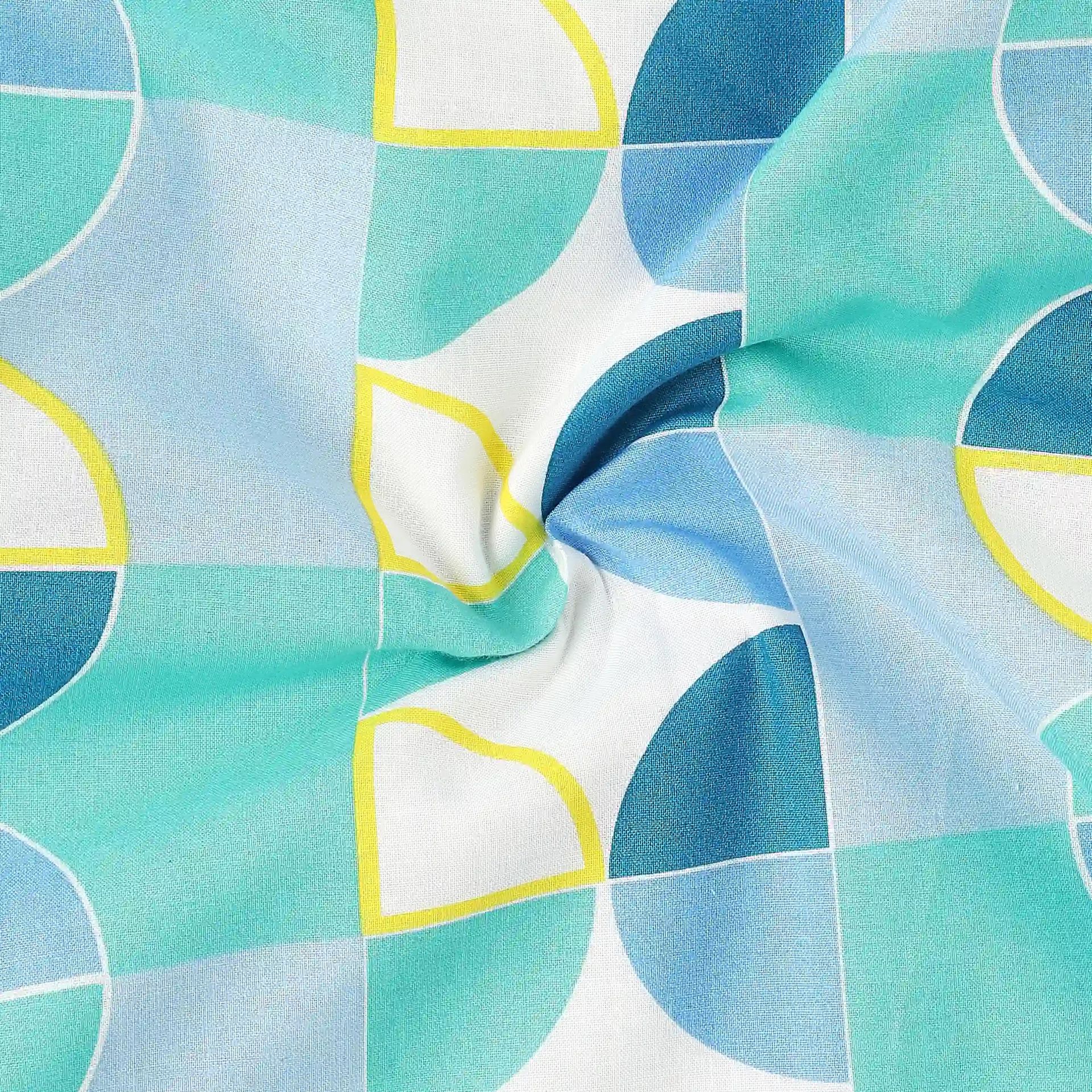 Geometric 144 TC 100% Cotton Orbit Teal Double Dohar | Mishella