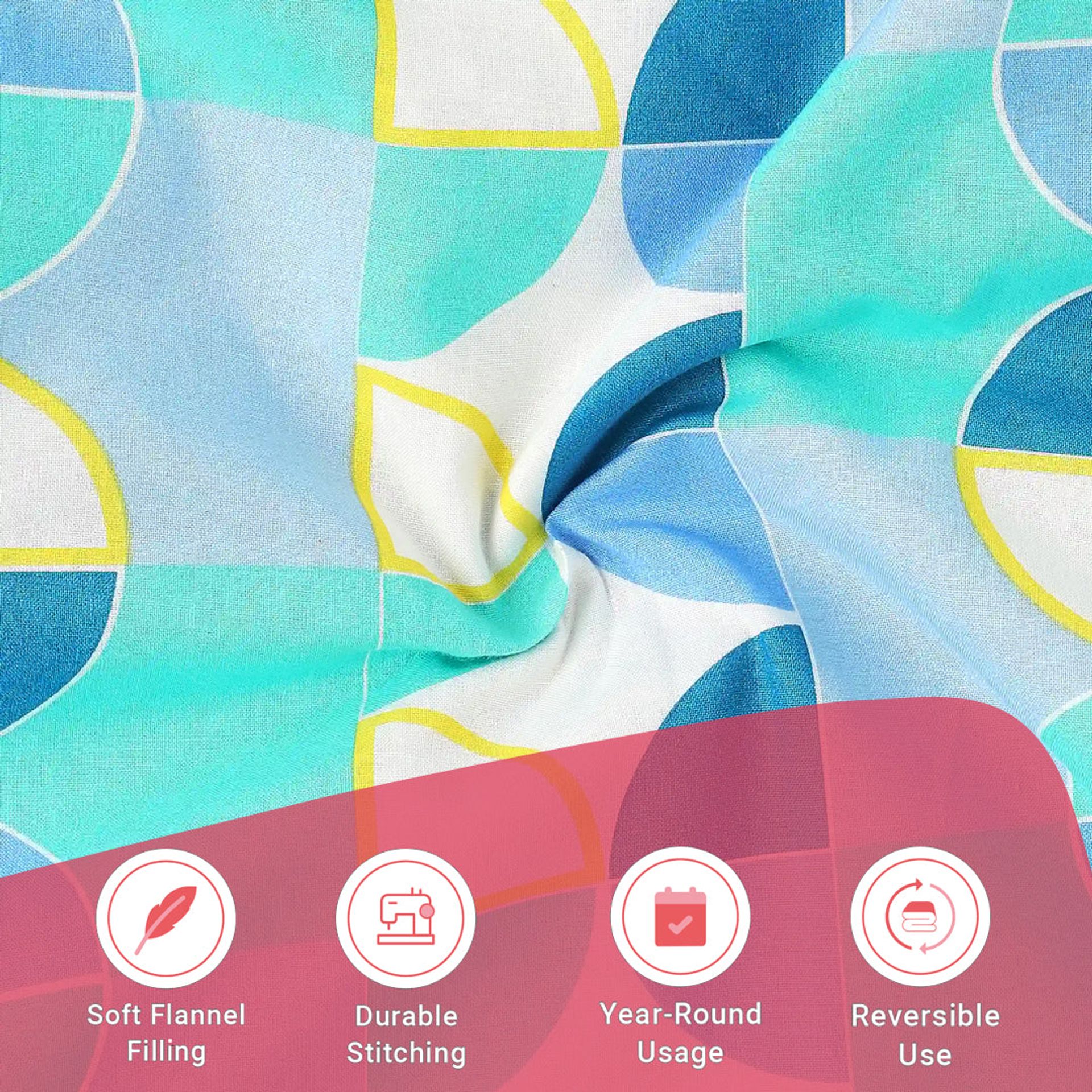 Geometric 144 TC 100% Cotton Orbit Teal Double Dohar | Mishella