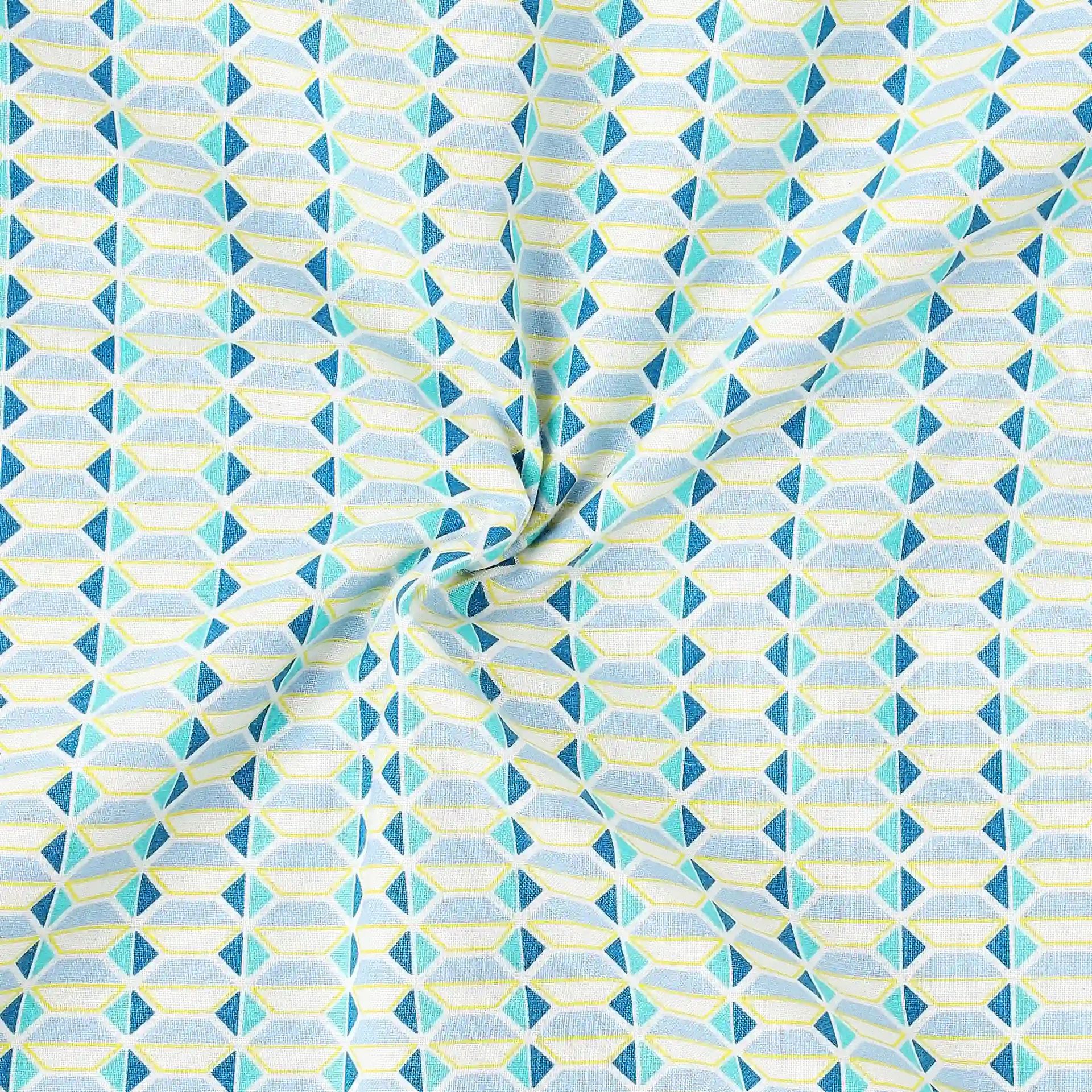 Geometric 144 TC 100% Cotton Kaleido Teal Double Dohar | Mishella