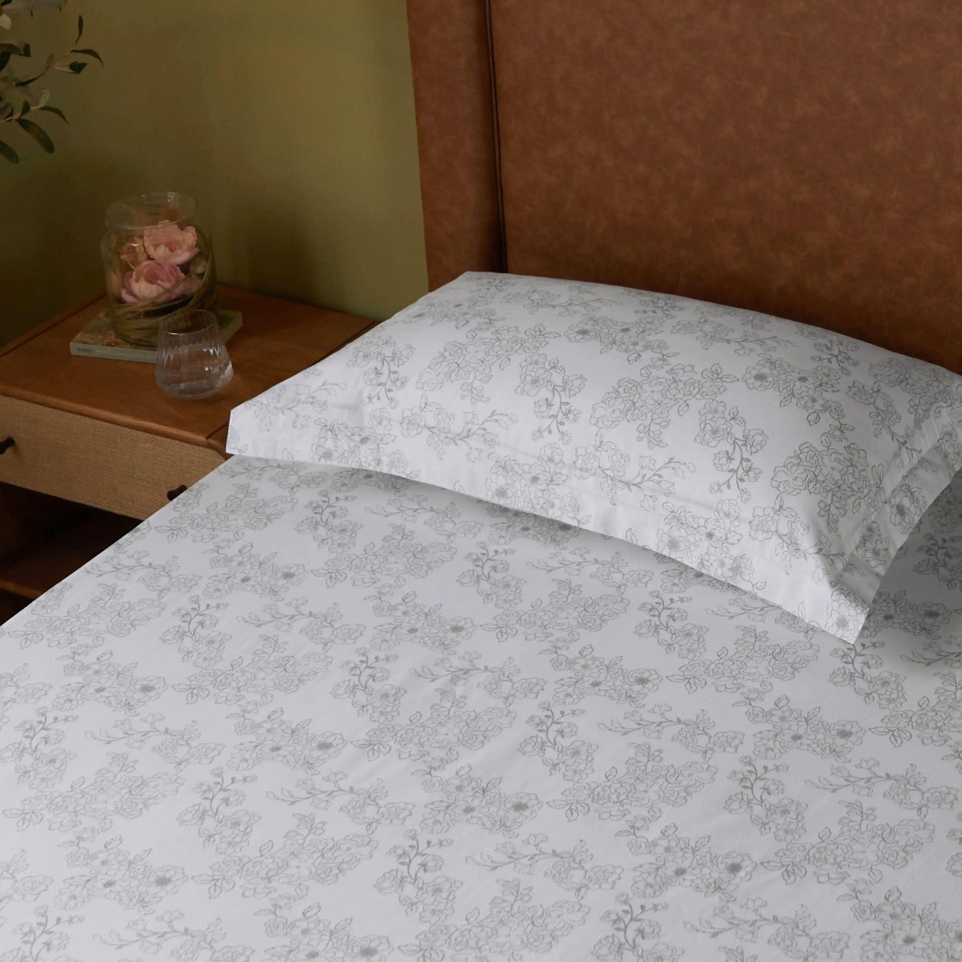 Ethnic 144 TC 100% Cotton Salmon Single Bedsheet Set | Bloomshire Classic