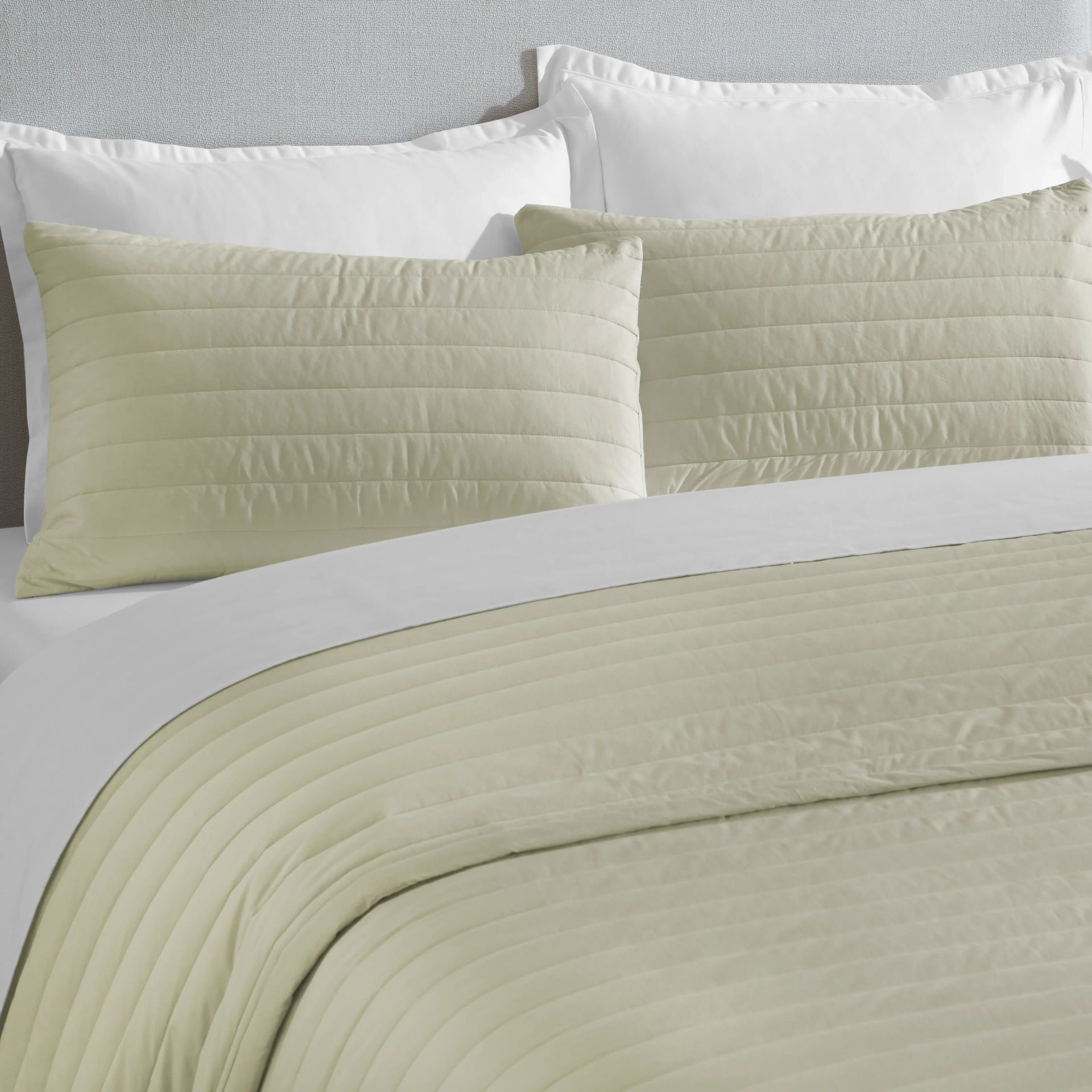 Straight Quilted Solid 200 TC 100% Cotton Percale Linen King Bed Cover Set | Nuvola