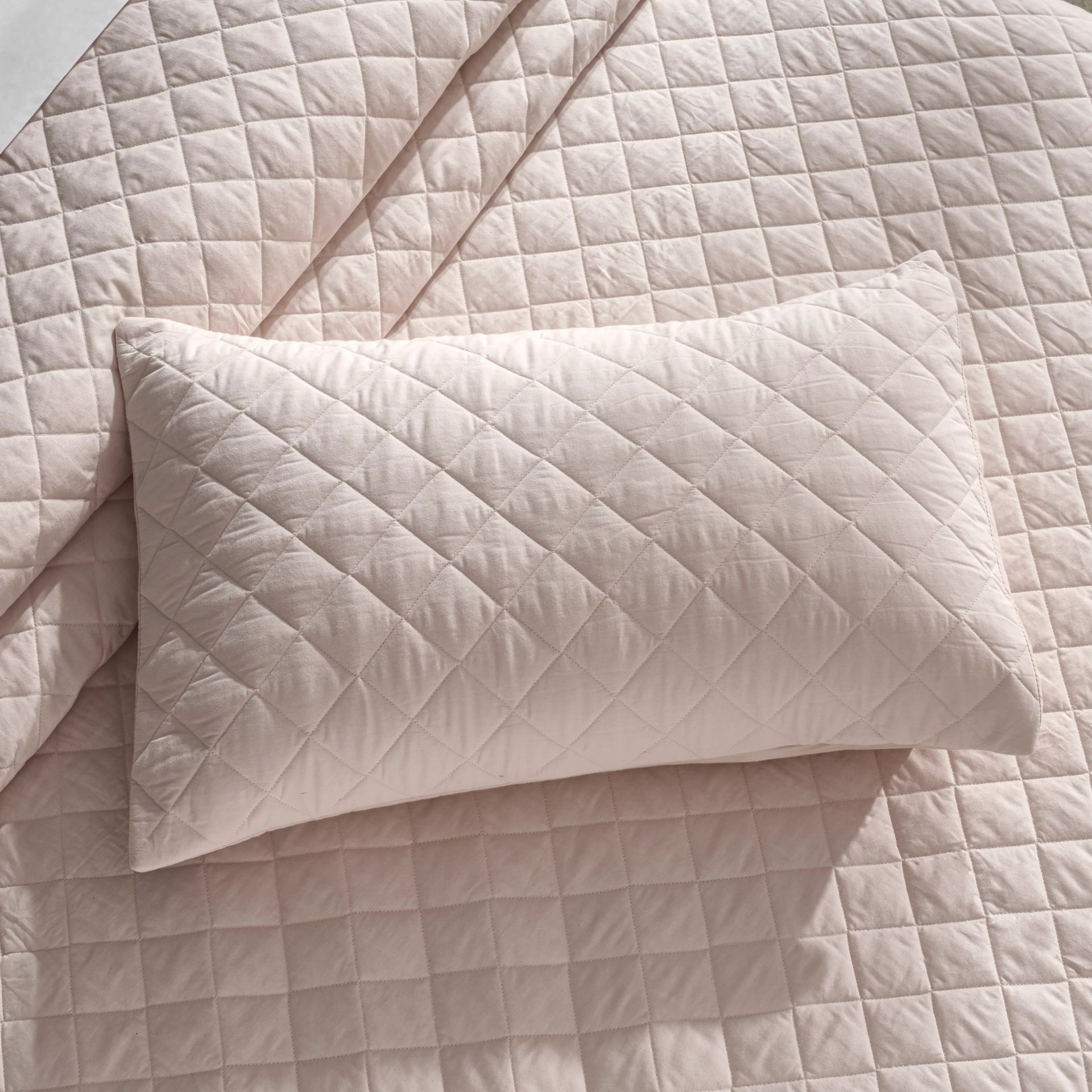 Diamond Quilted Solid 200 TC 100% Cotton Percale Sepia Rose King Bed Cover Set | Nuvola