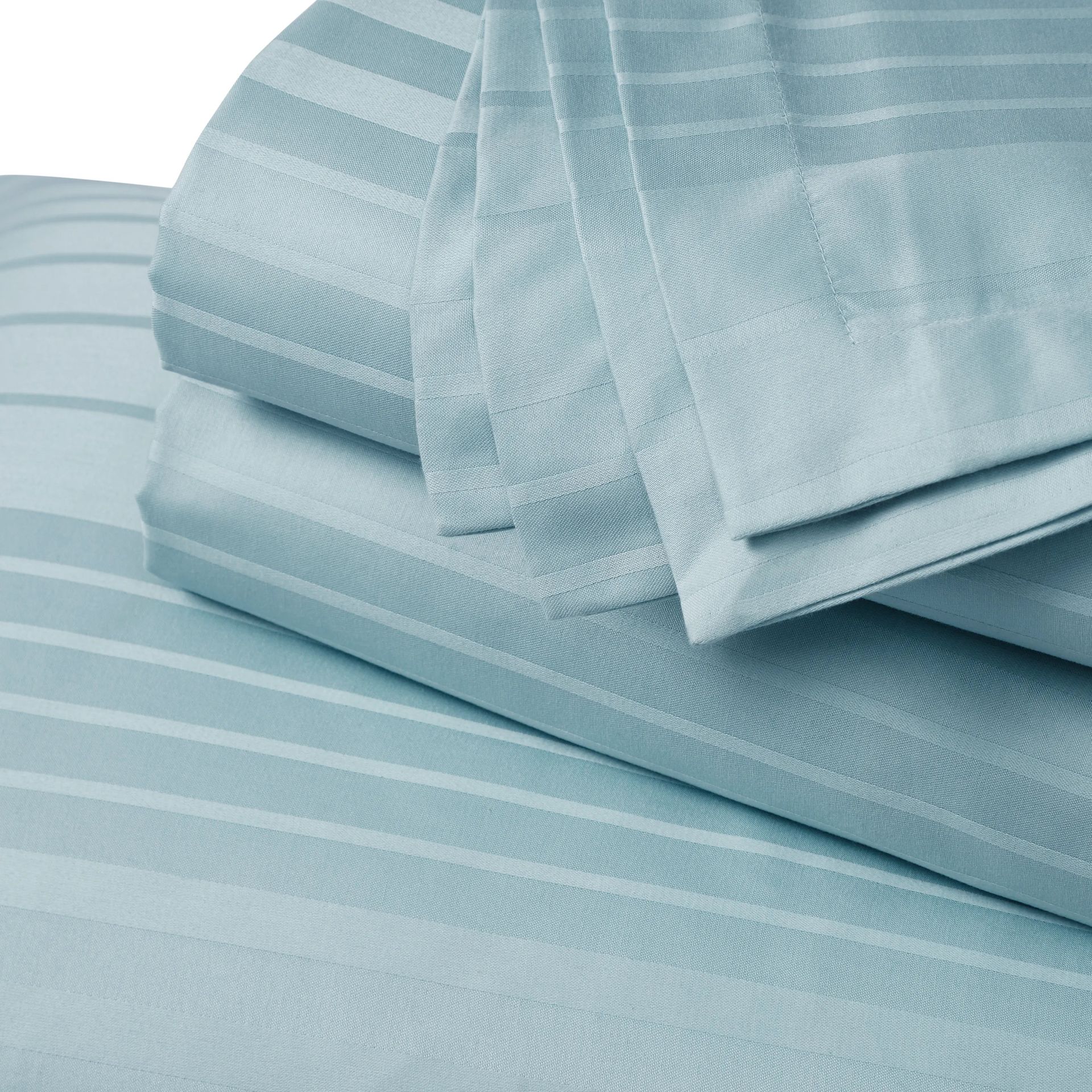 Solid Dyed 400 TC 100% Cotton Blue Sky King Fitted Sheet Set | Seraya