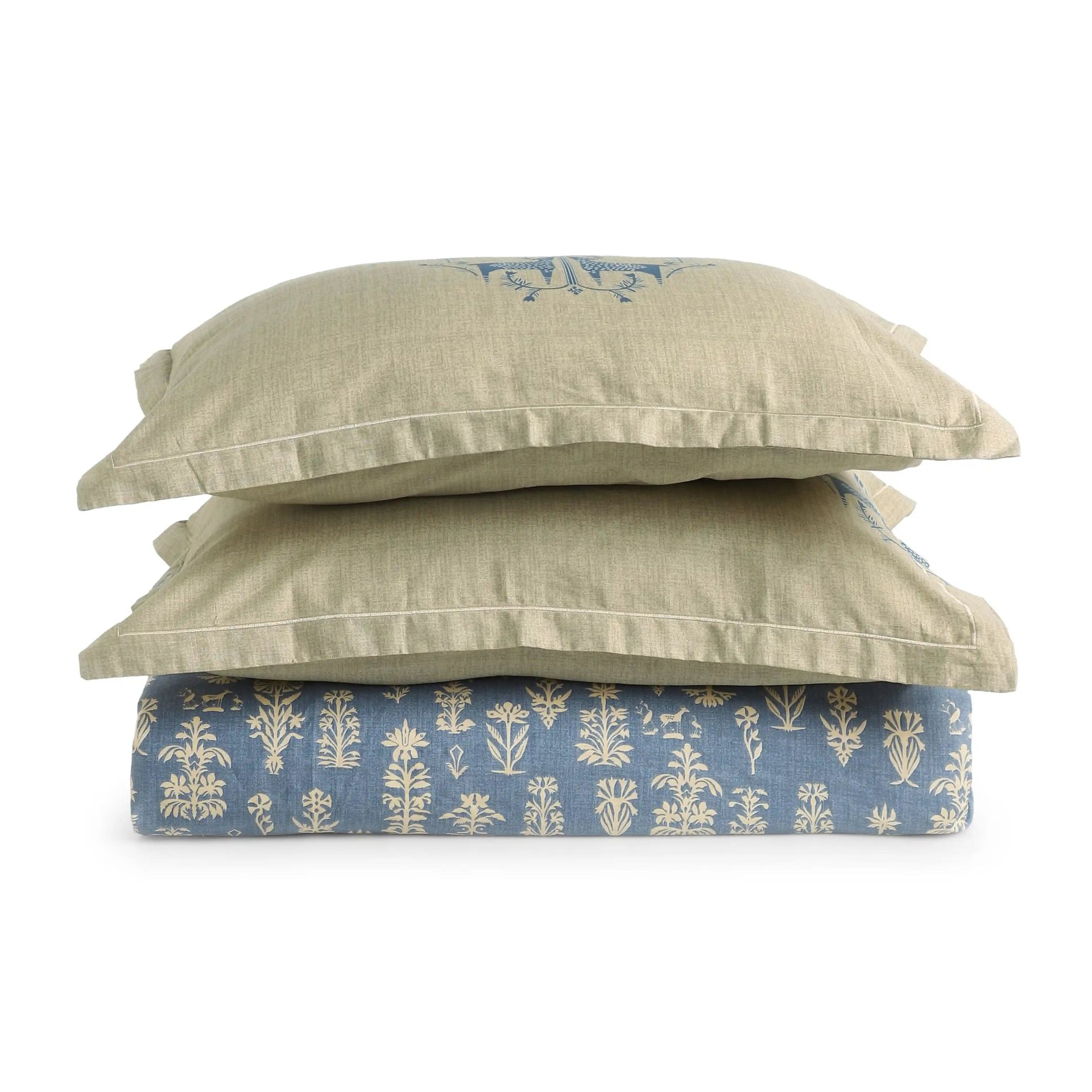 Ethnic 250 TC 100% Cotton Dark Blue King Fitted Sheet Set | Fergana