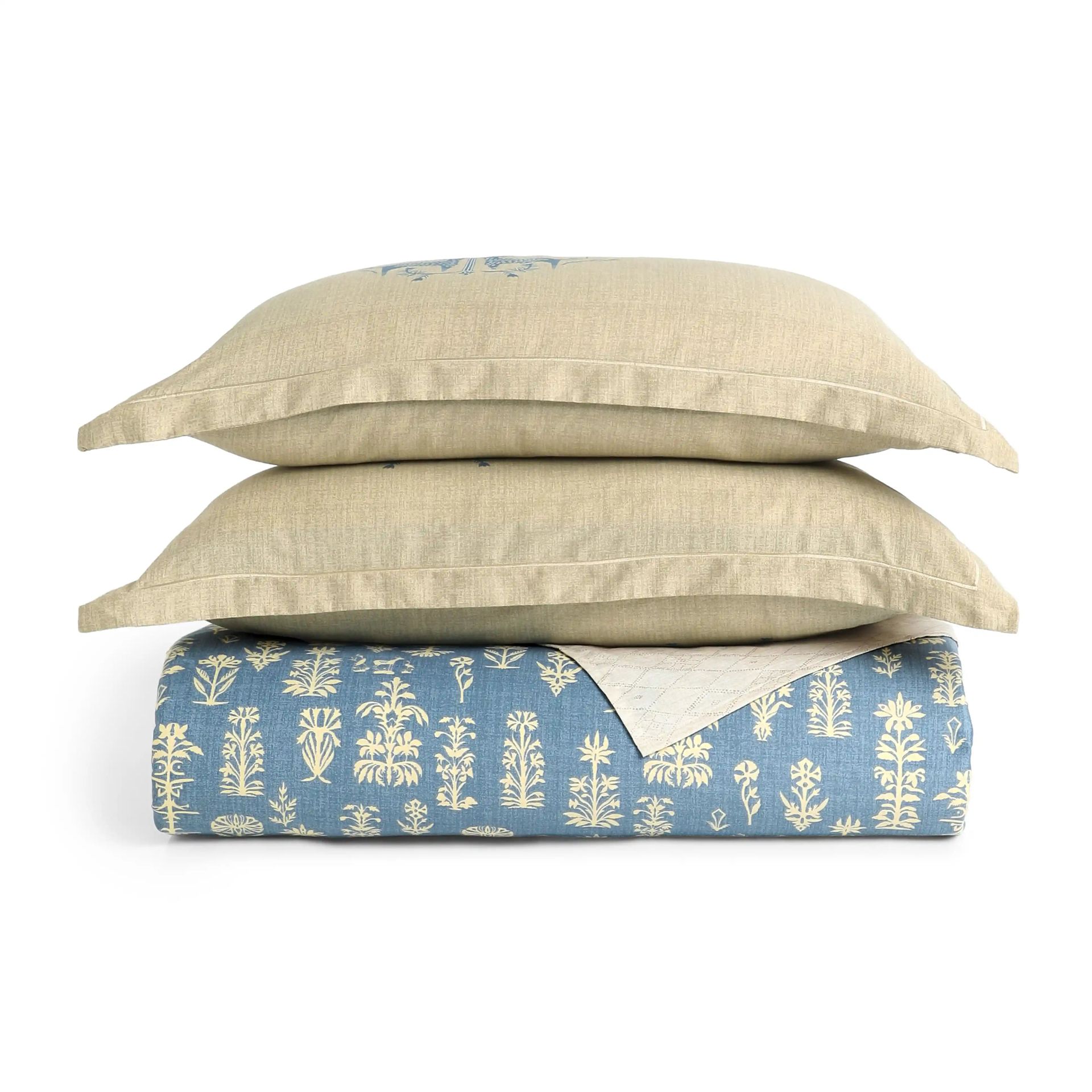 Ethnic 250 TC 100% Cotton Dark Blue Super King Bedsheet Set | Fergana