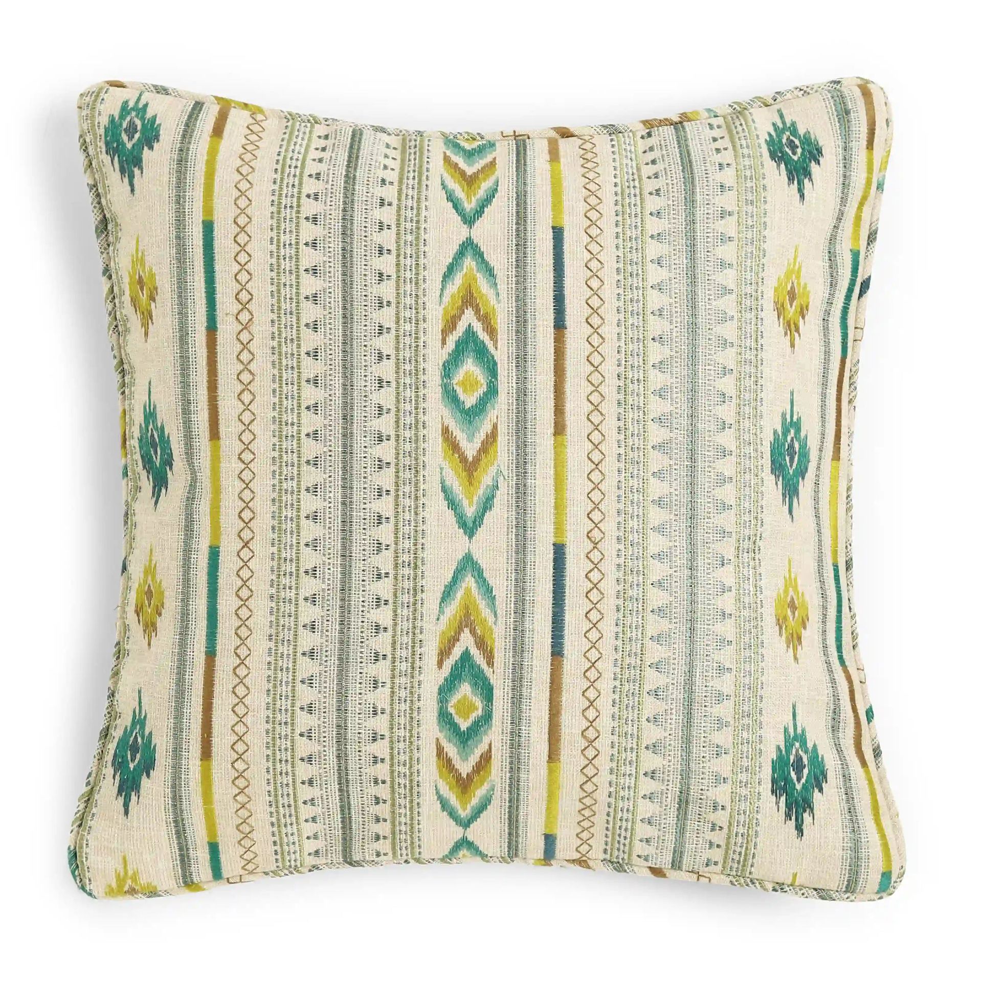 Ethnic Polyester Blend Turquoise Cushion Cover | Espricia