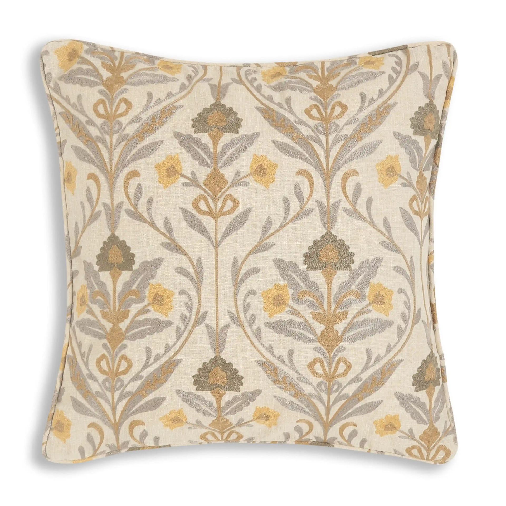 Indian Heritage Polyester Cotton Blend Baked Sand Cushion Cover | Espricia