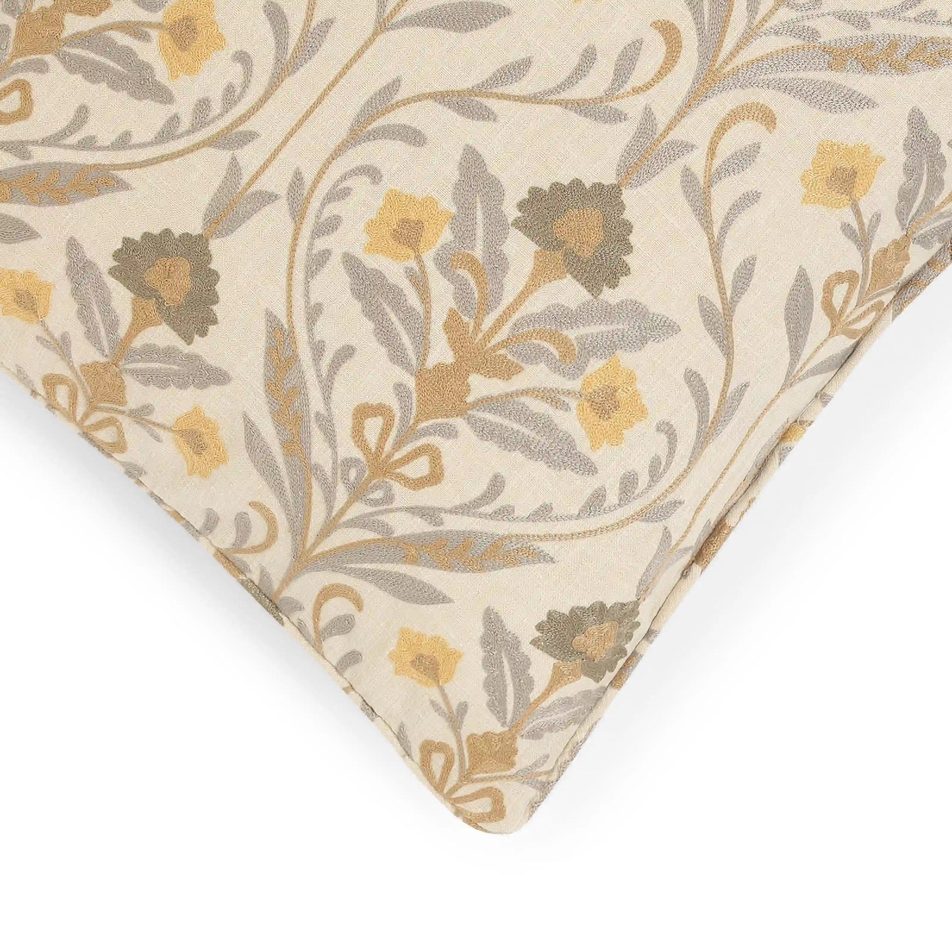 Indian Heritage Polyester Cotton Blend Baked Sand Cushion Cover | Espricia
