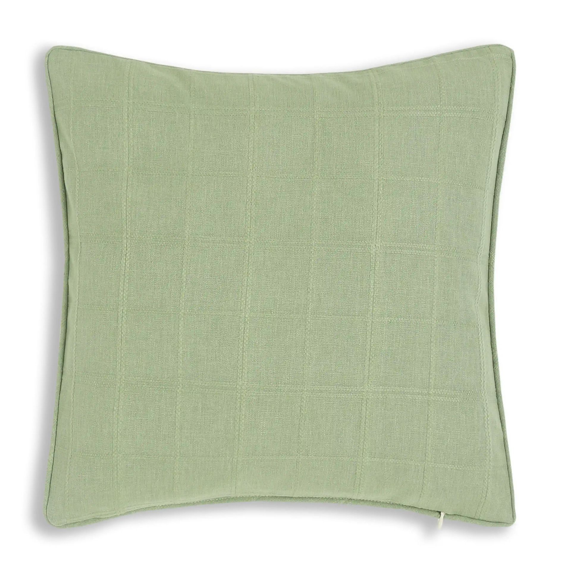 Geometric Polyester Cotton Blend Sage Cushion Cover | Espricia