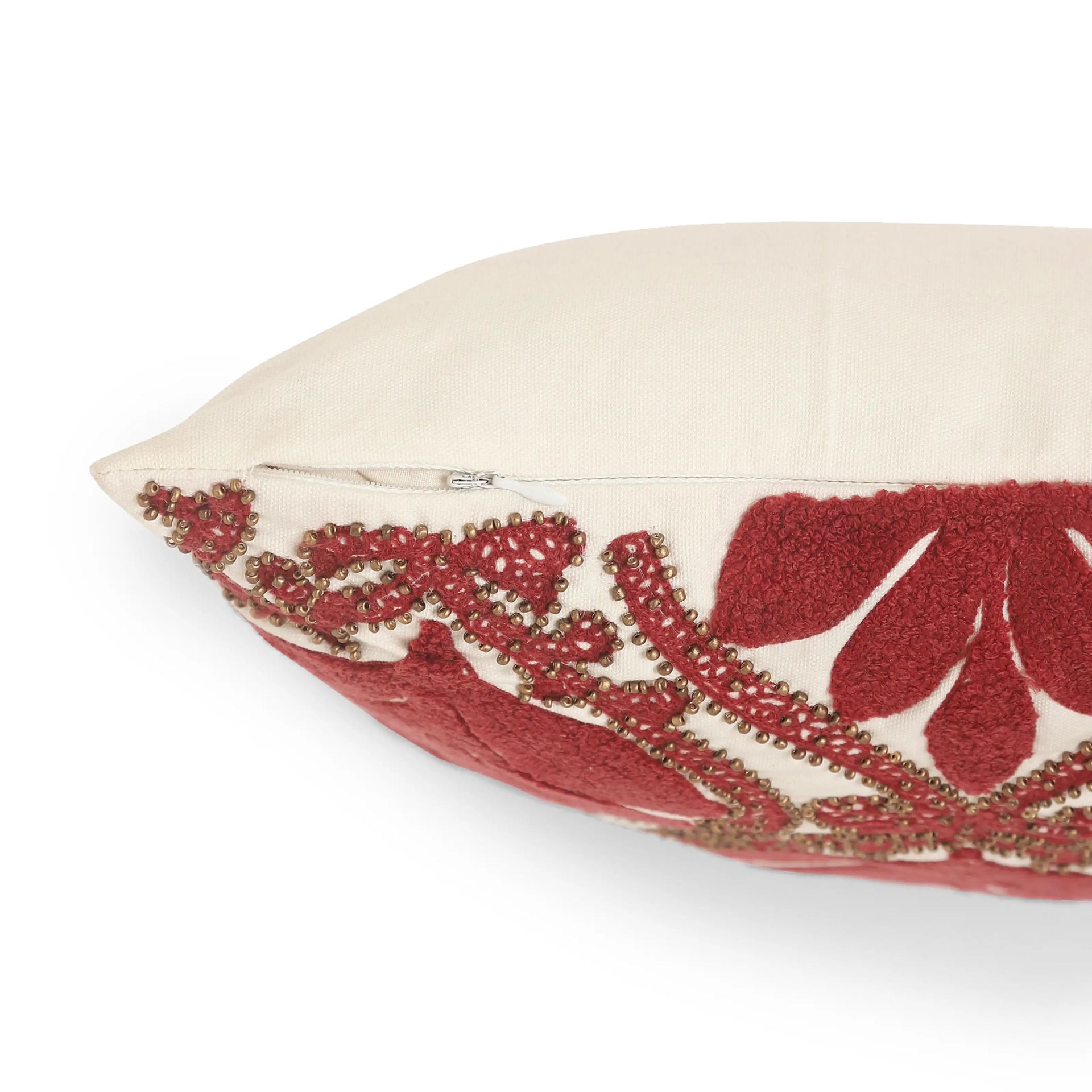 Indian Heritage 100% Cotton Crimson Cushion Cover | Espricia