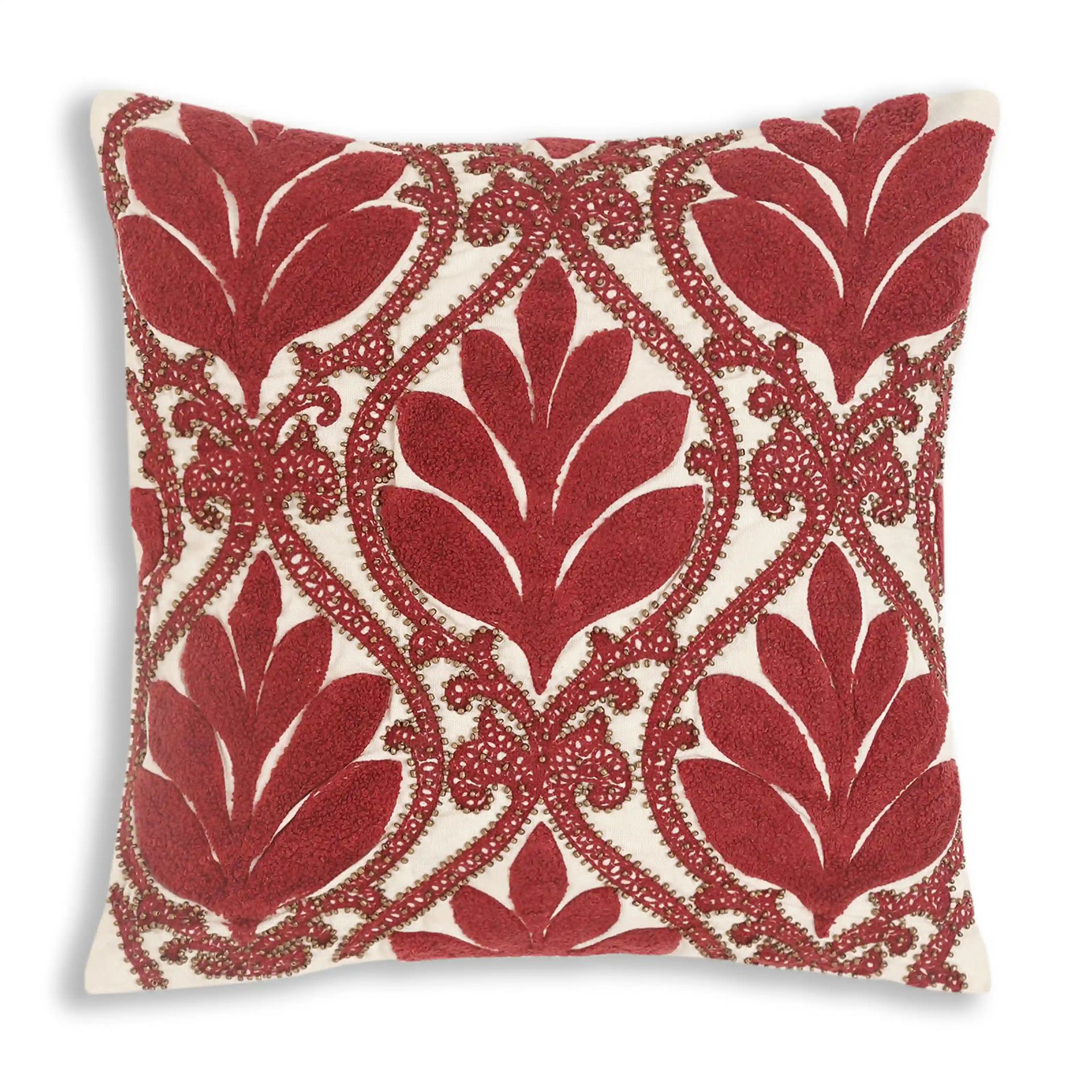 Indian Heritage 100% Cotton Crimson Cushion Cover | Espricia