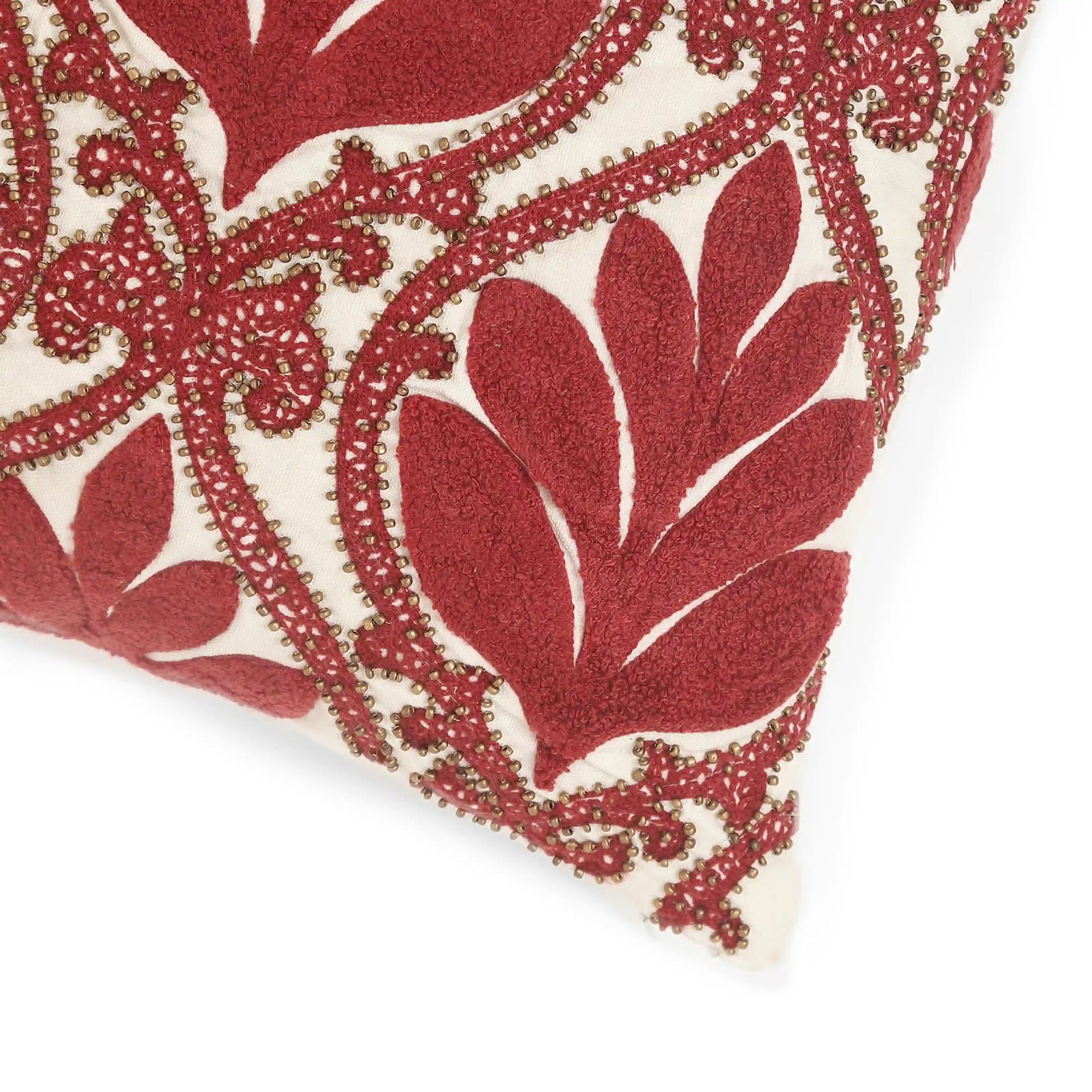 Indian Heritage 100% Cotton Crimson Cushion Cover | Espricia