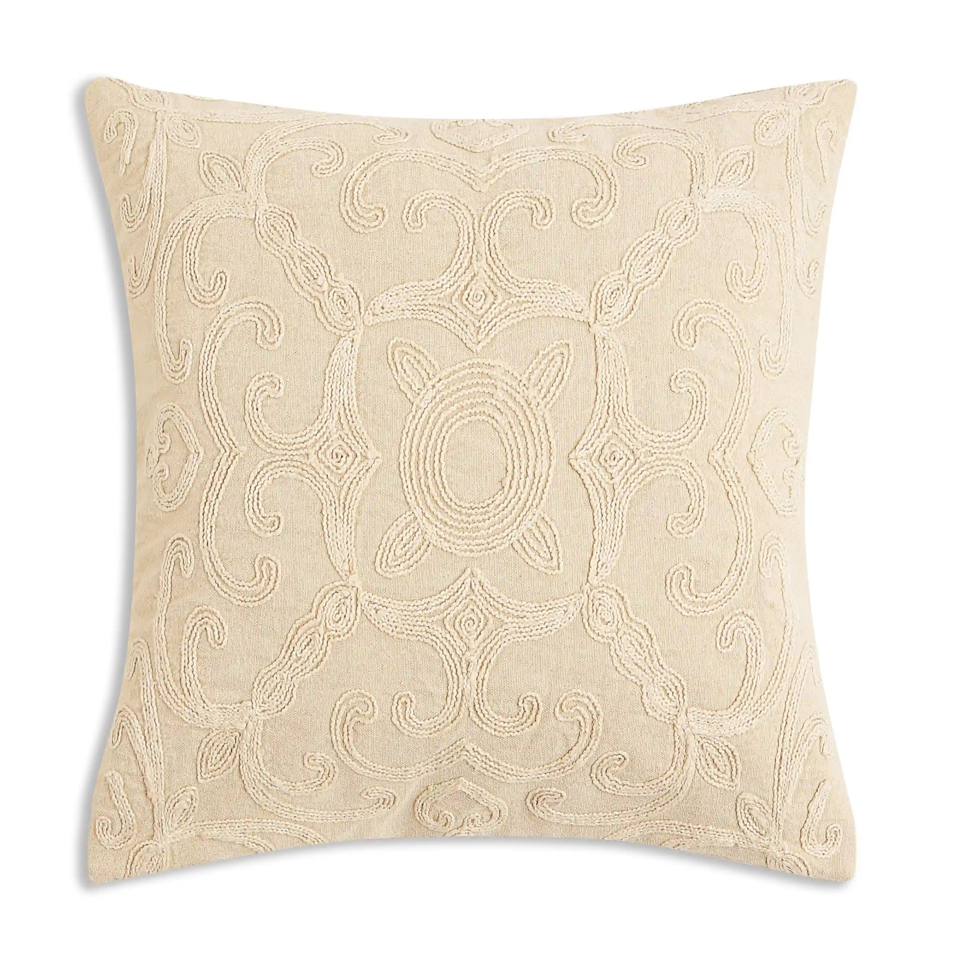 Indian Heritage 100% Cotton Soft Ecru Cushion Cover | Espricia