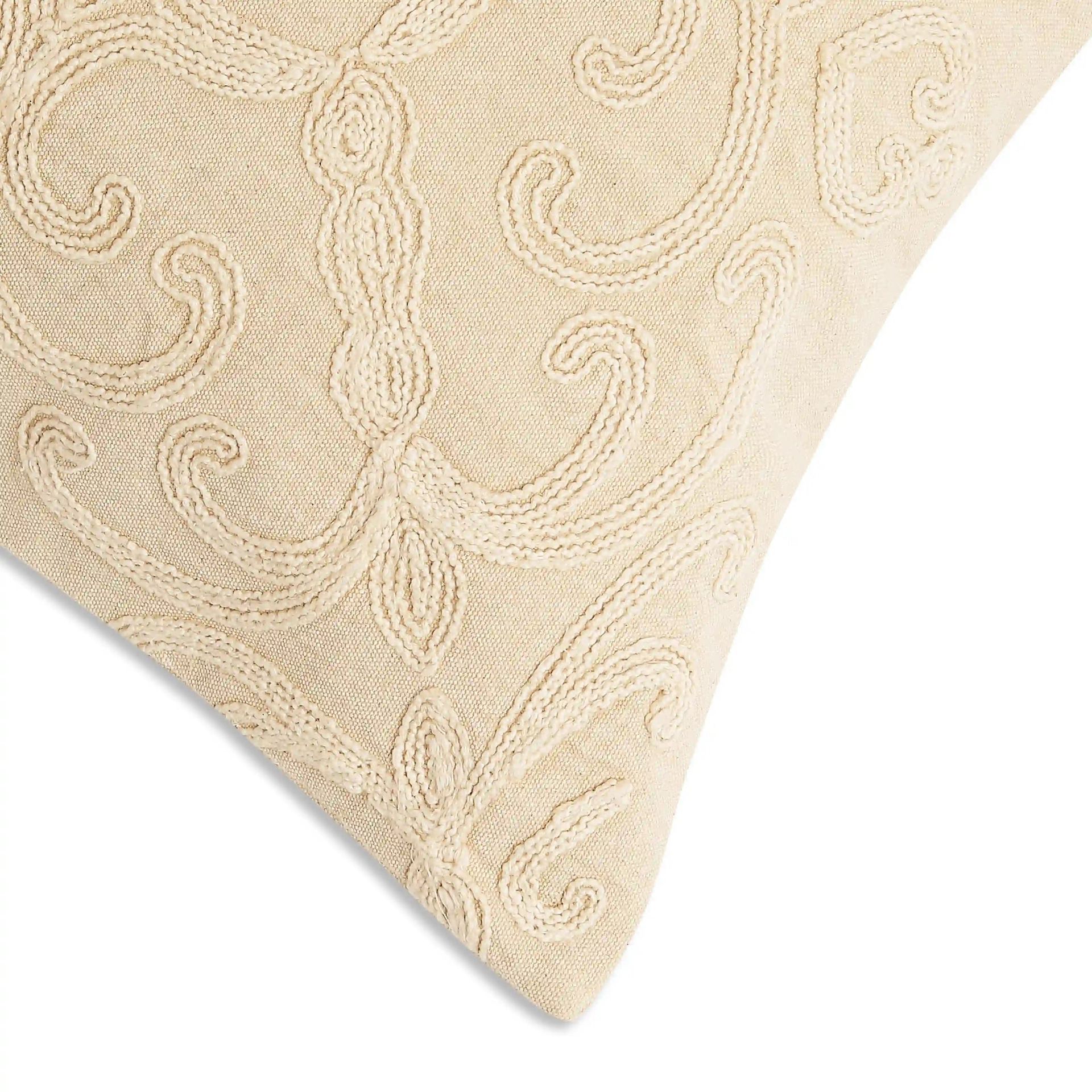 Indian Heritage 100% Cotton Soft Ecru Cushion Cover | Espricia