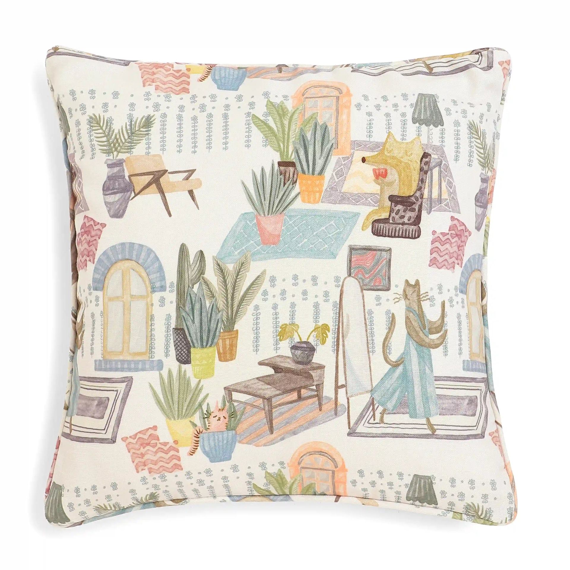 Graphic 100% Polyester Playful Fiesta Cushion Cover | Espricia