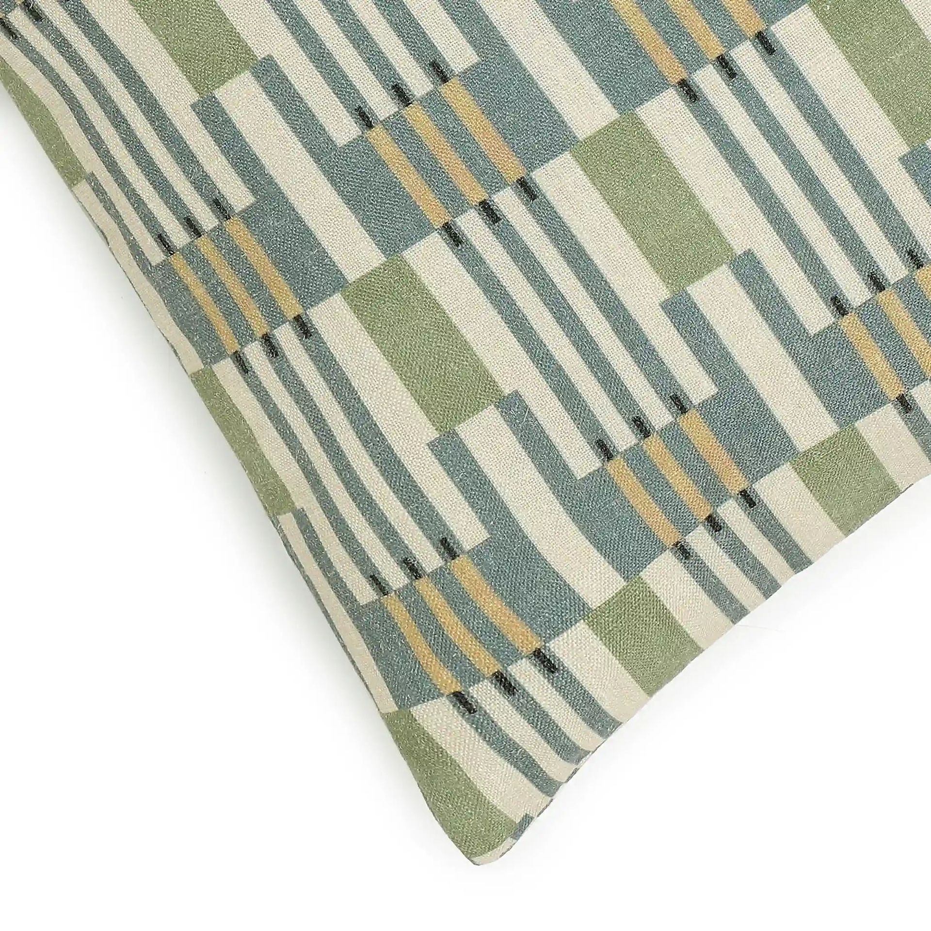 Geometric Polyester Blend Woodland Olive Cushion Cover | Vissencia