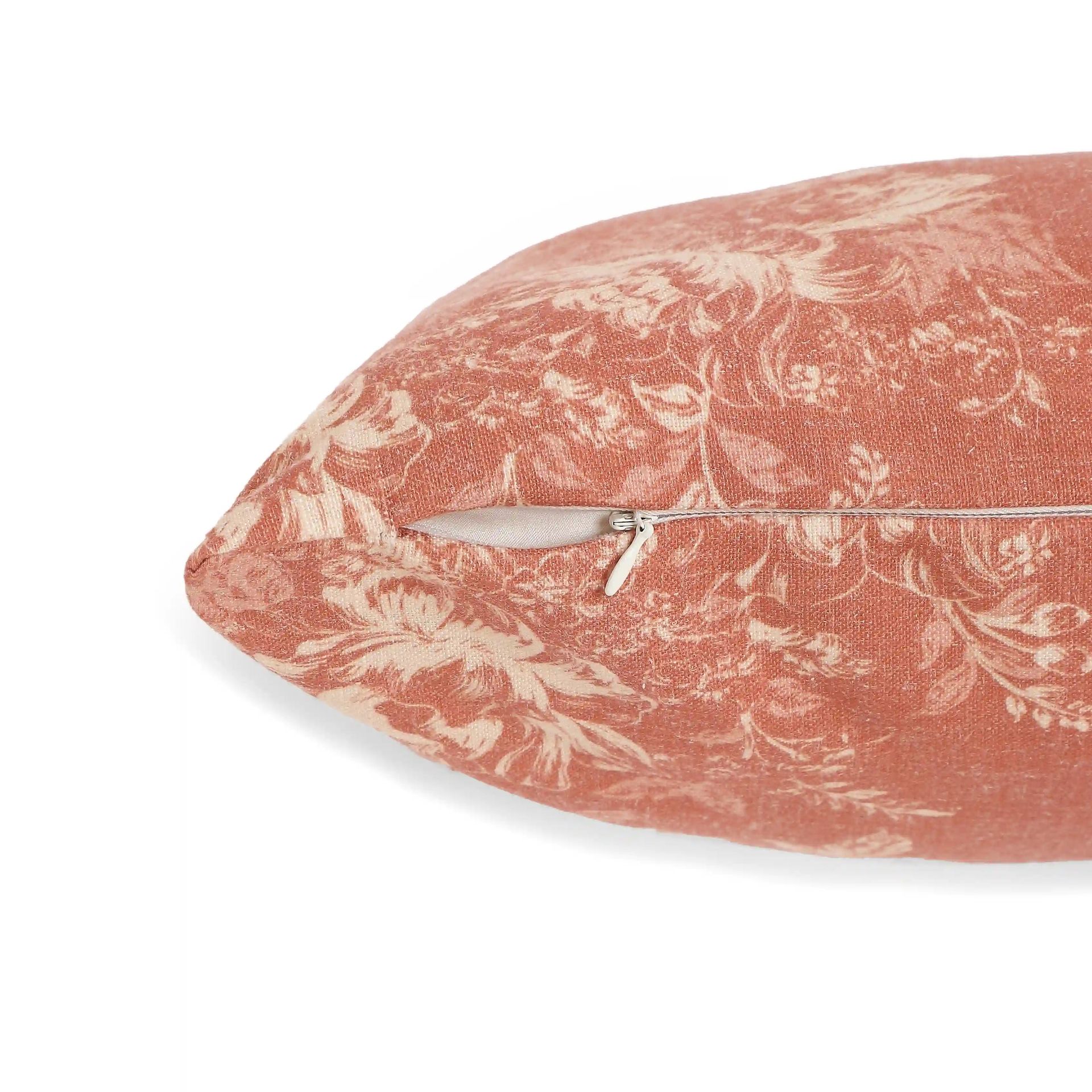 Floral Polyester Blend Autumn Rust Cushion Cover | Vissencia