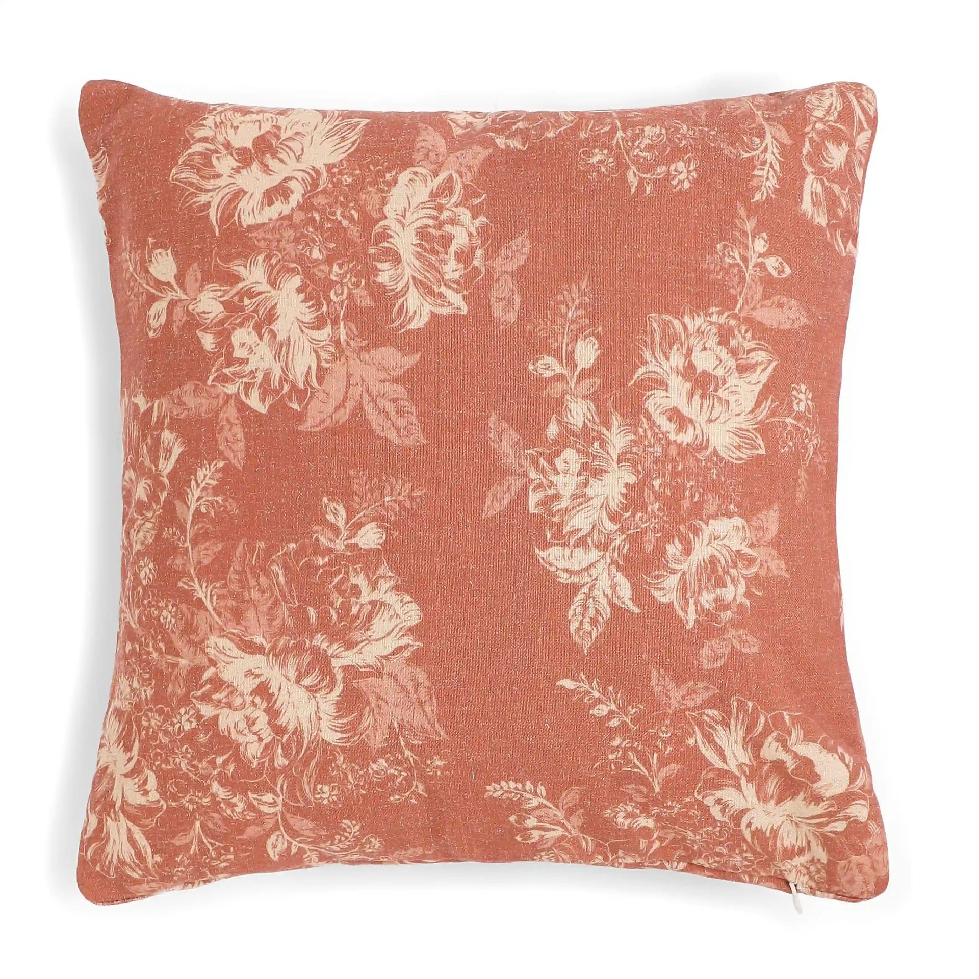 Floral Polyester Blend Autumn Rust Cushion Cover | Vissencia