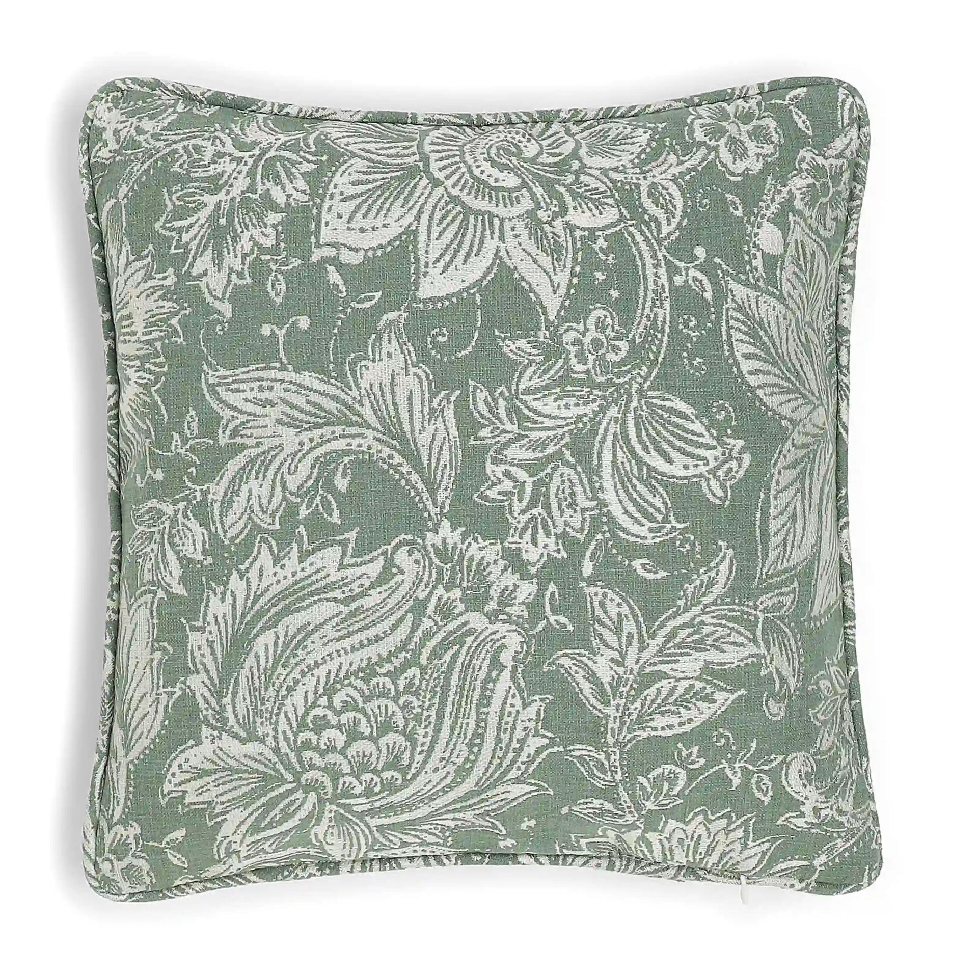 Indian Heritage Polyester Blend Forest Green Cushion Cover | Vissencia