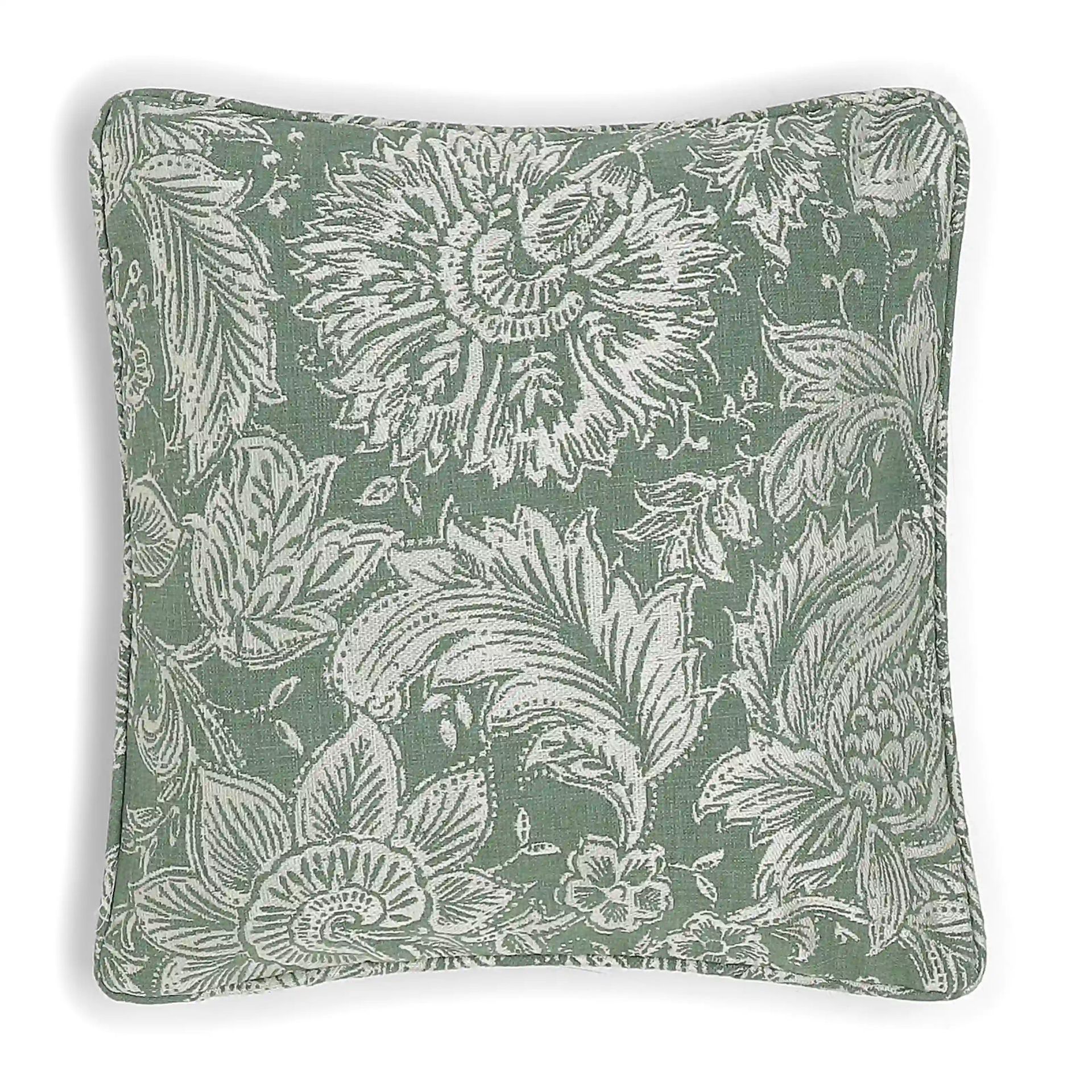 Indian Heritage Polyester Blend Forest Green Cushion Cover | Vissencia