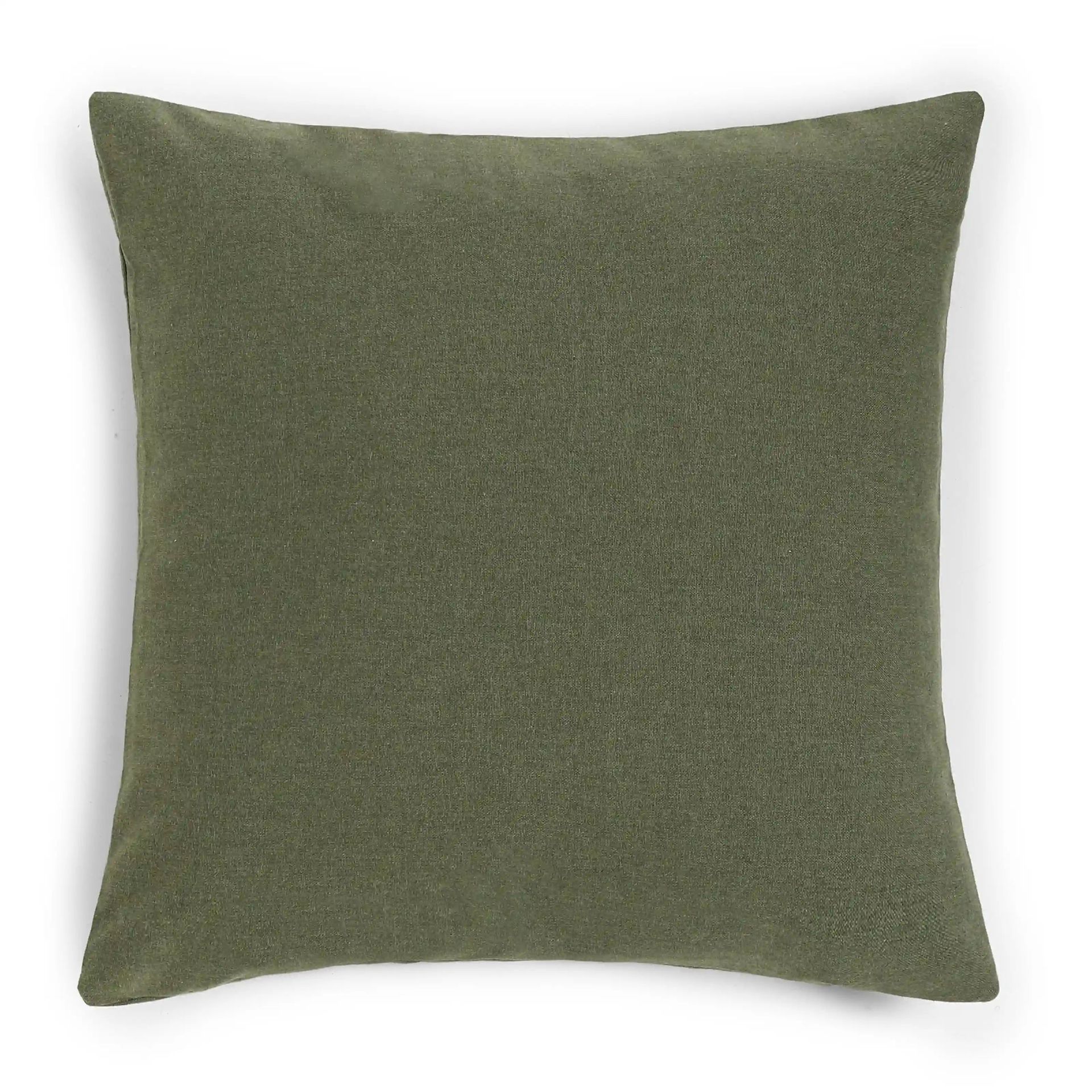 Solid Dyed 100% Cotton Herbal Green Cushion Cover | Vissencia