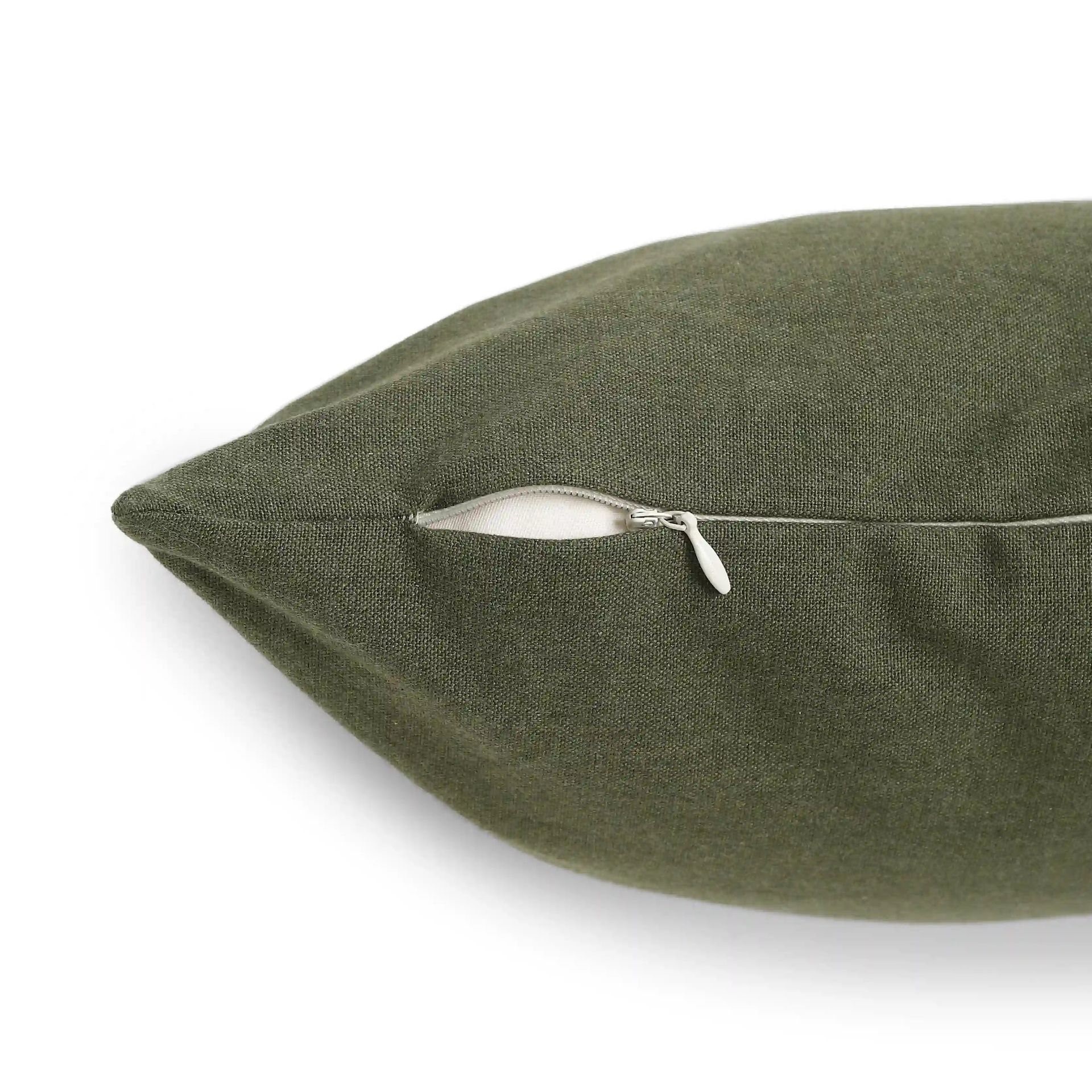 Solid Dyed 100% Cotton Herbal Green Cushion Cover | Vissencia