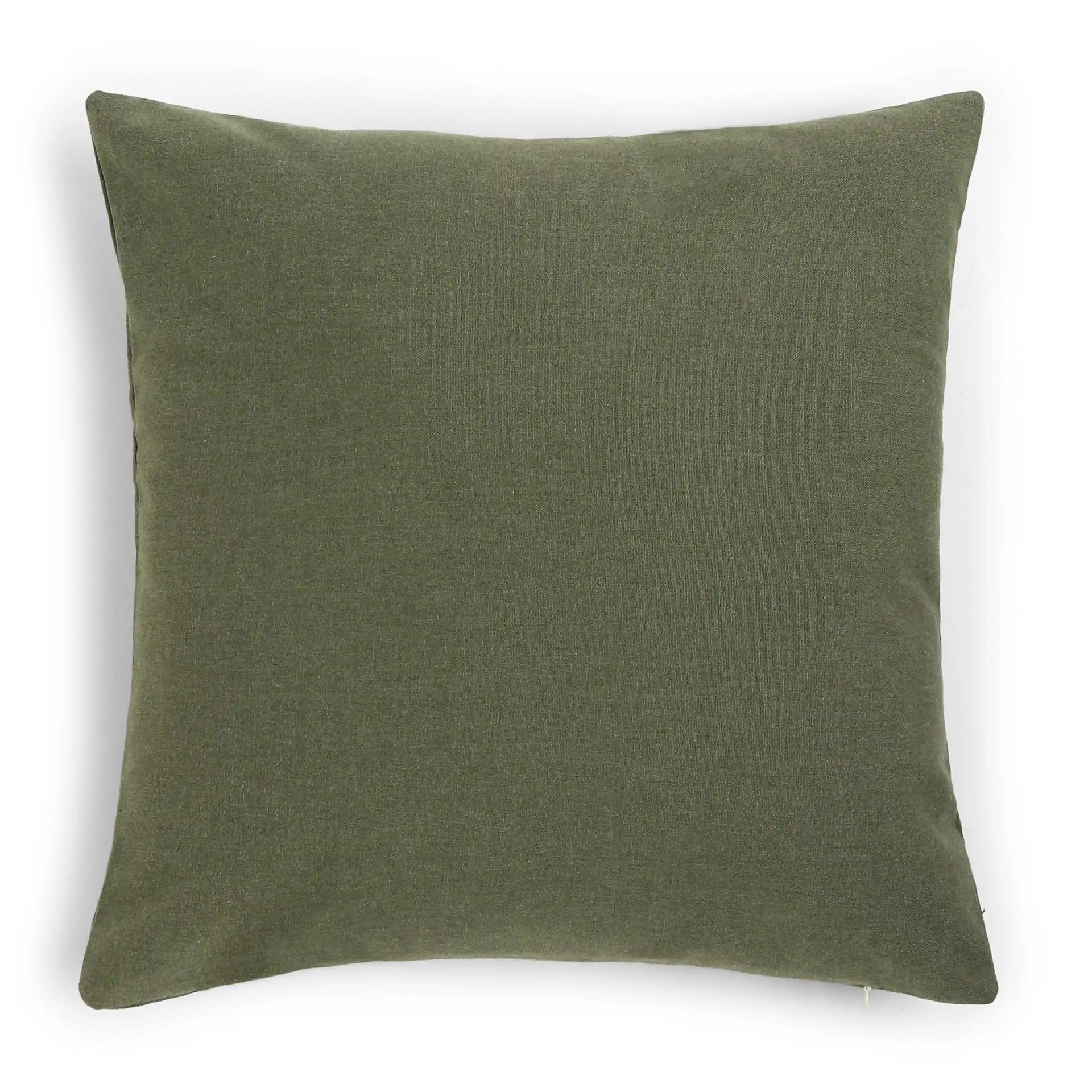 Solid Dyed 100% Cotton Herbal Green Cushion Cover | Vissencia