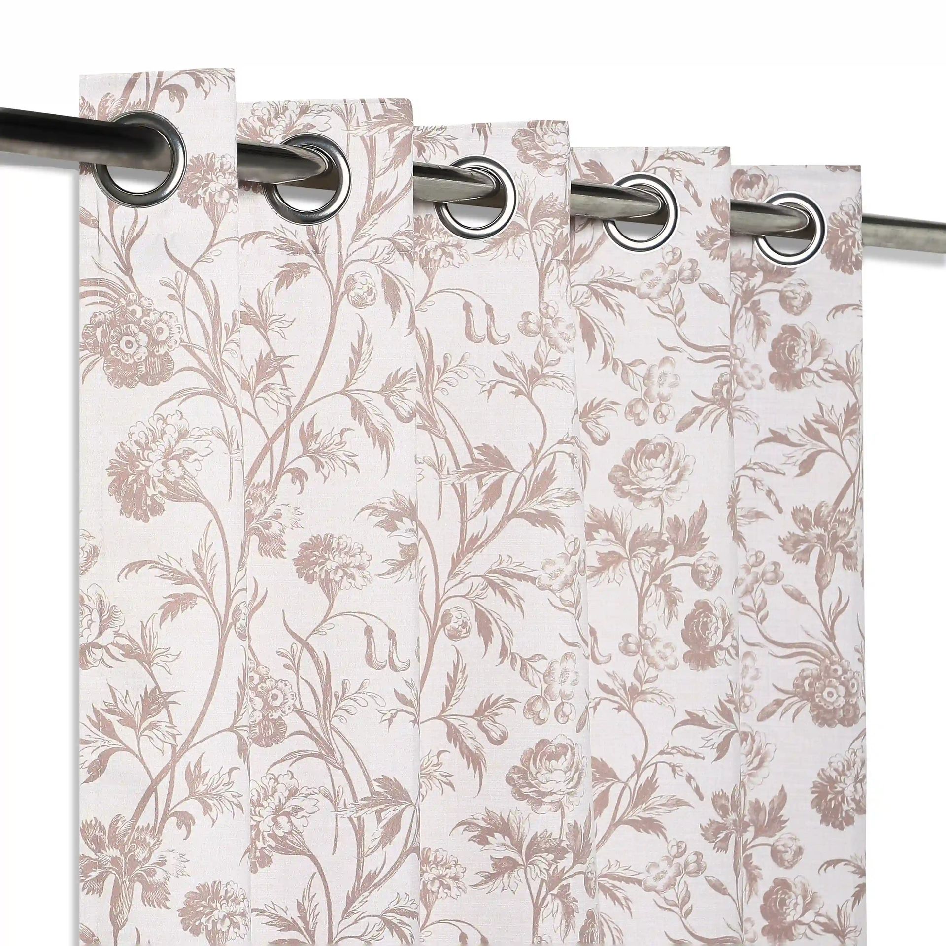 Floral 100% Polyester Walnut Set of 2 Door Curtains | Bloomshire Classic