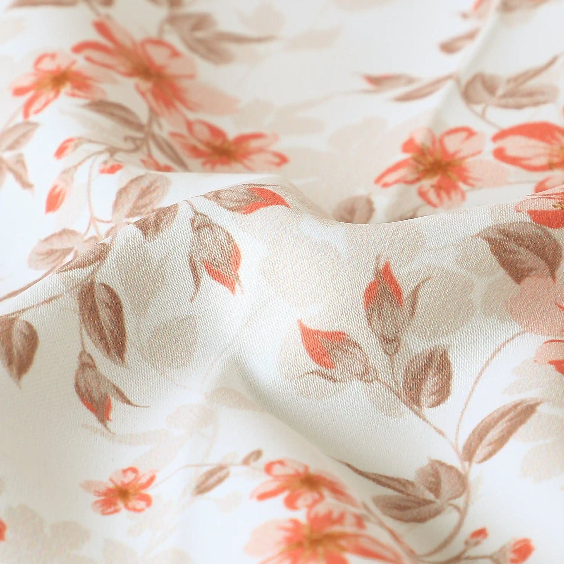 Floral 100% Polyester Burnt Ruby Set of 2 Window Curtains | Bloomshire Classic
