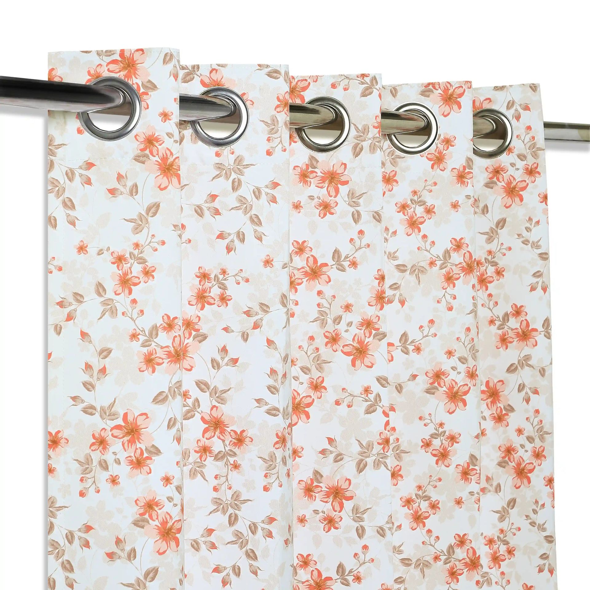 Floral 100% Polyester Burnt Ruby Set of 2 Window Curtains | Bloomshire Classic