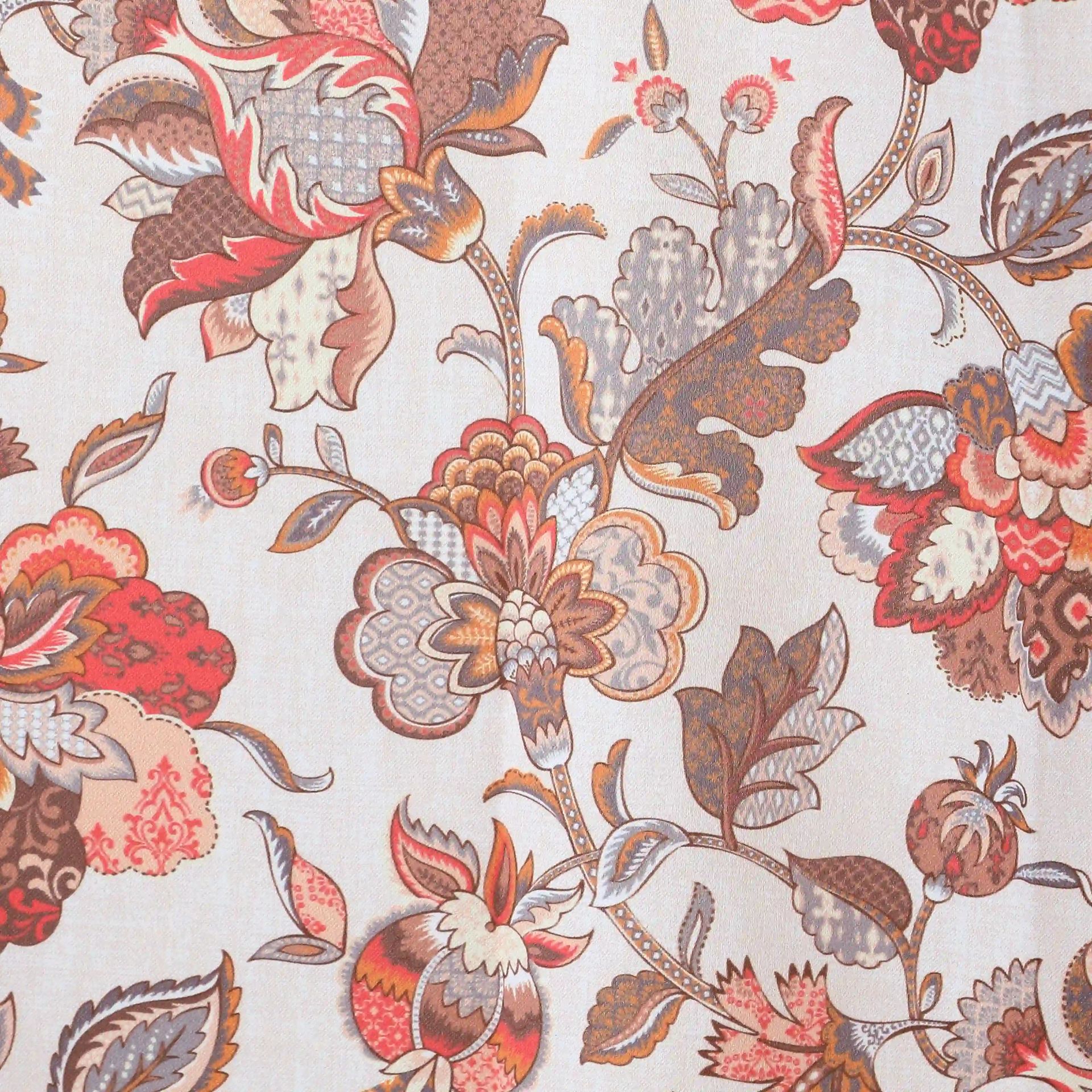 Floral 100% Polyester Salmon Set of 2 Long Door Curtains | Bloomshire Classic