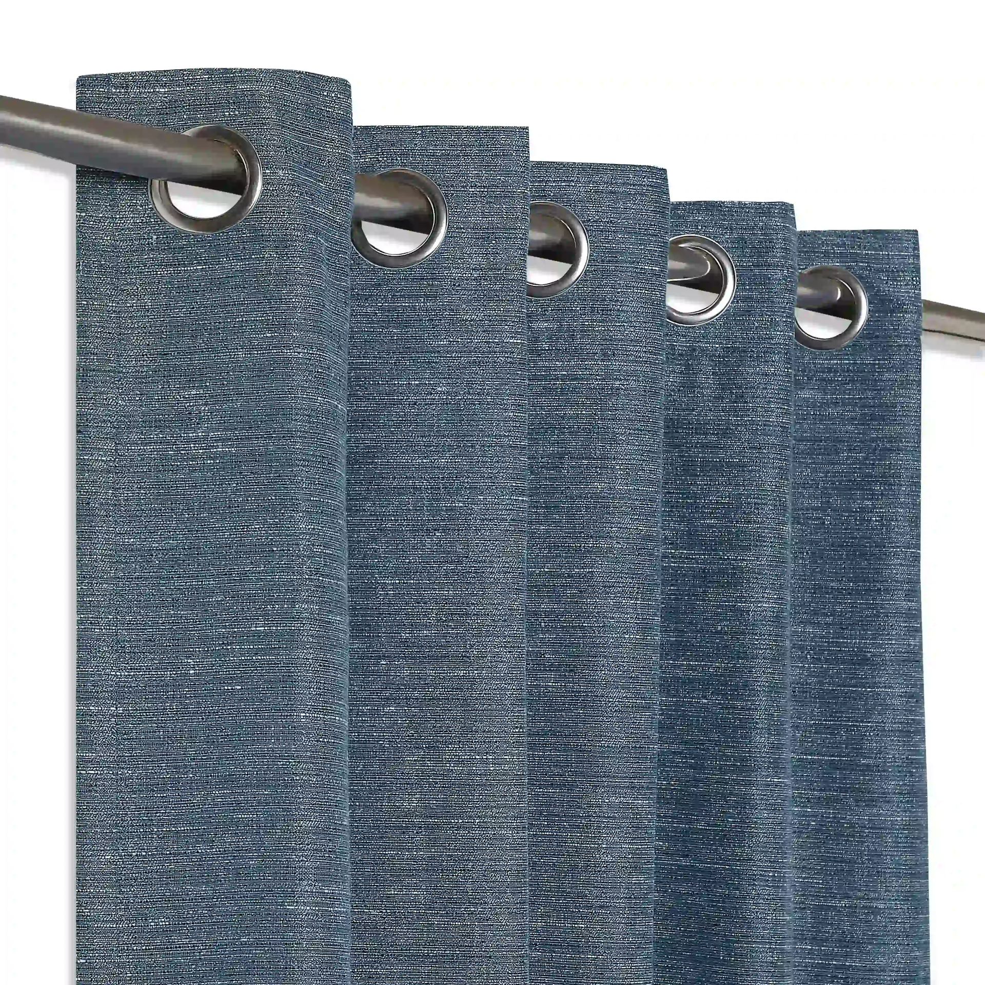 Solid Dyed Polyester Cotton blend Indigo Set of 2 Door Curtains | Paleto