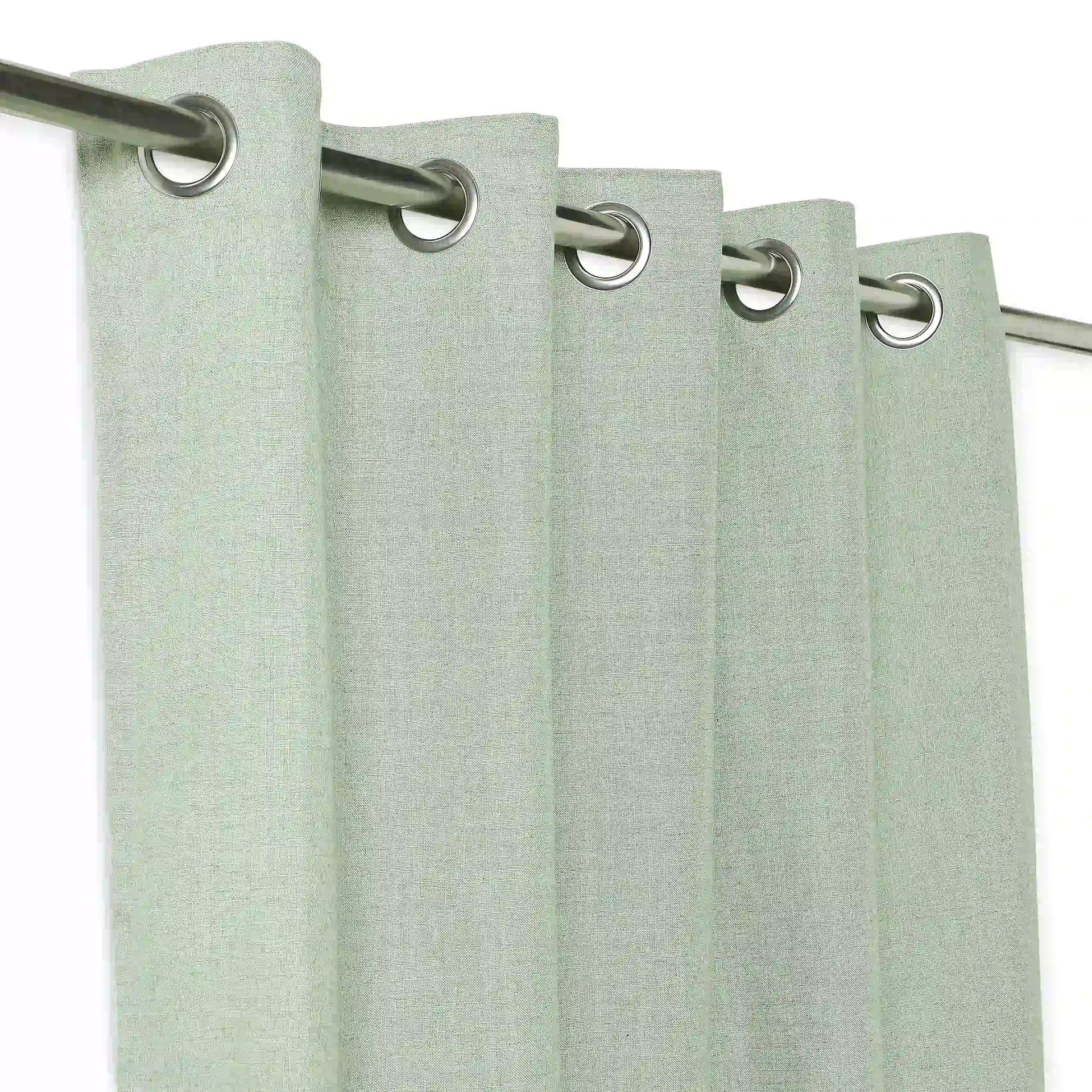 Solid Dyed Polyester Linen blend Sage Set of 2 Long Door Curtains | Paleto