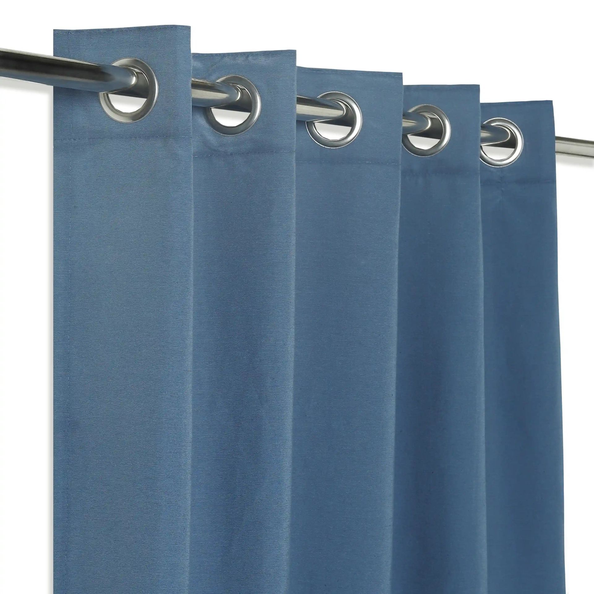 Solid Dyed Linen Cotton Polyester blend Denim Set of 2 Door Curtains | Paleto