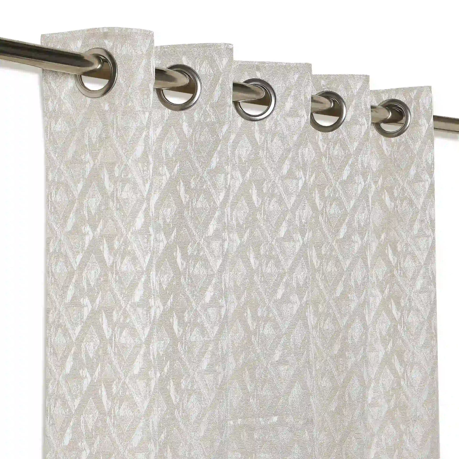 Jacquard Polyester Cotton blend Stone Set of 2 Window Curtains | De Jacquard Classic