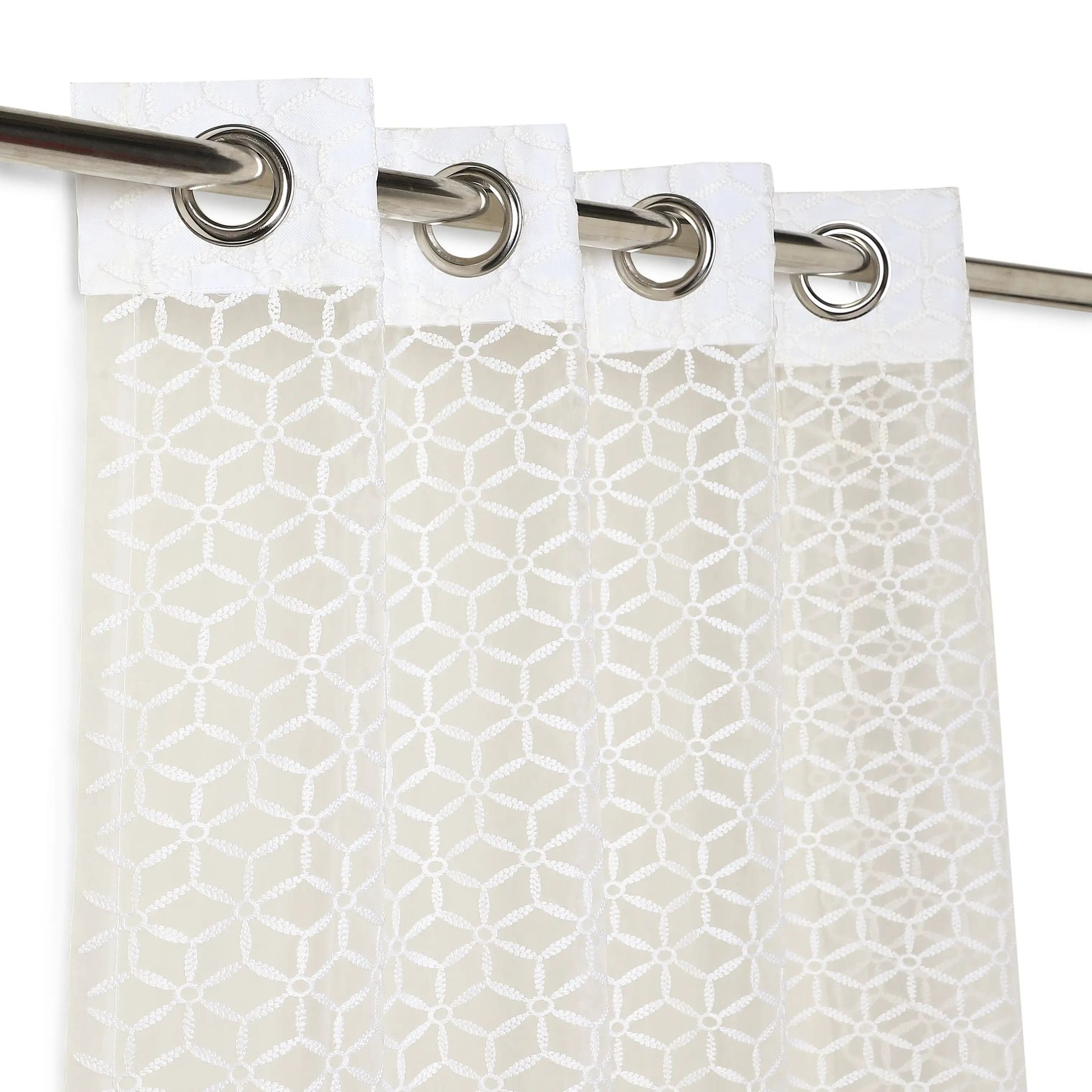 Sheer 100% Polyester Dove White Set of 2 Door Curtains | Velina